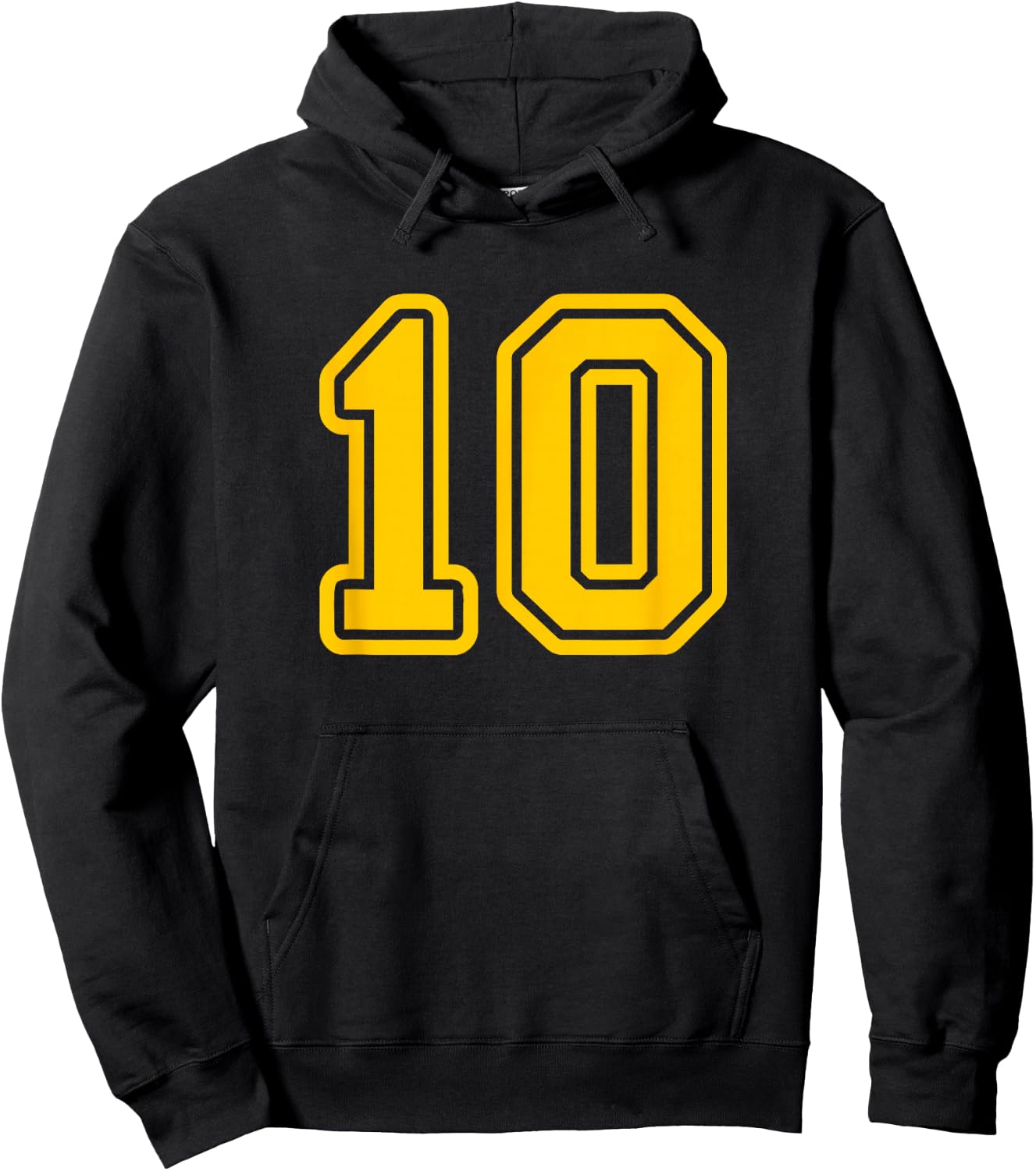Number #10 Yellow Sports Team Varsity Number 10 Hoodie - Hoodie | Black