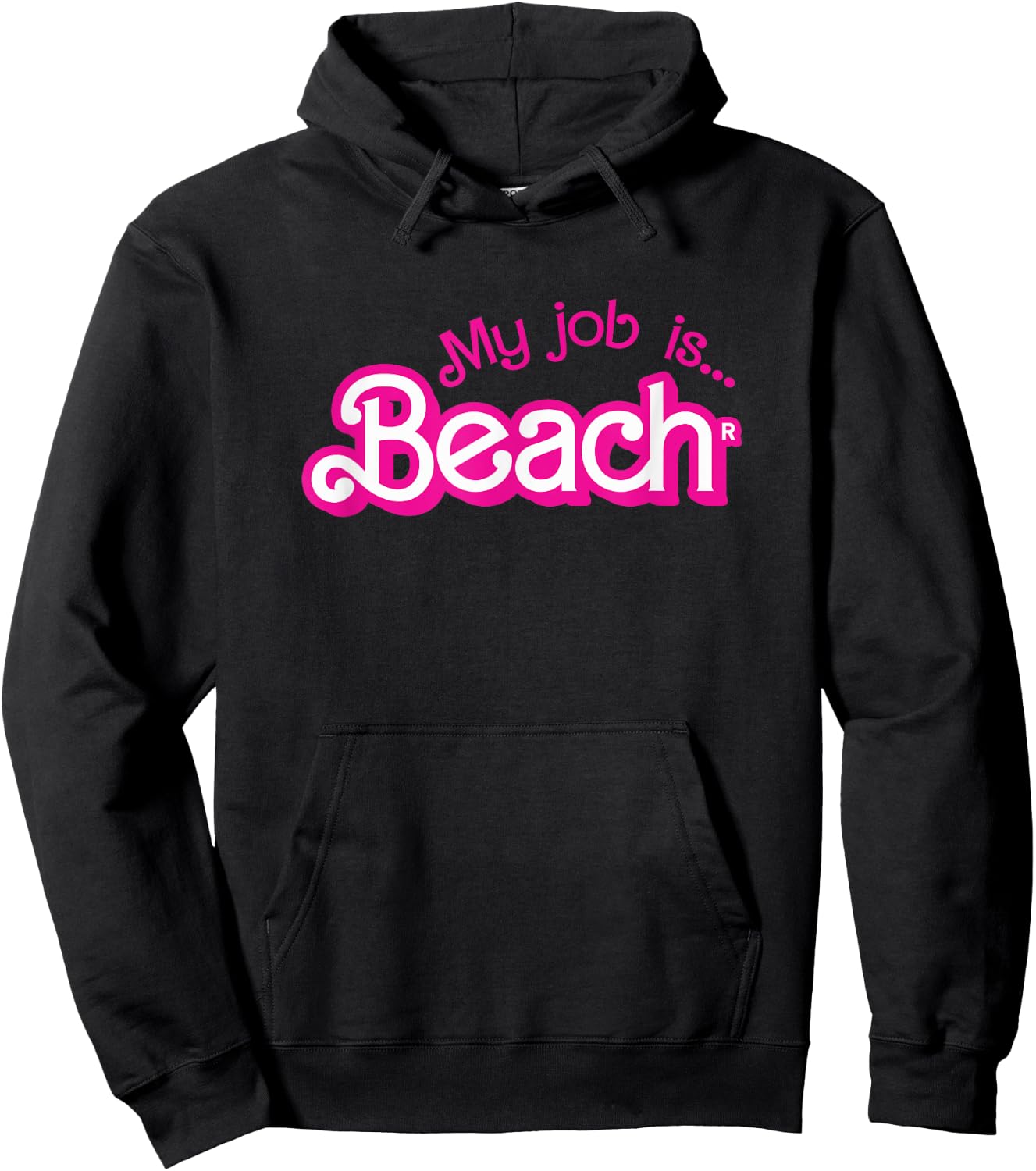 My Job Is Beach Pink Retro Funny Beach Lover Hoodie - Hoodie | Black