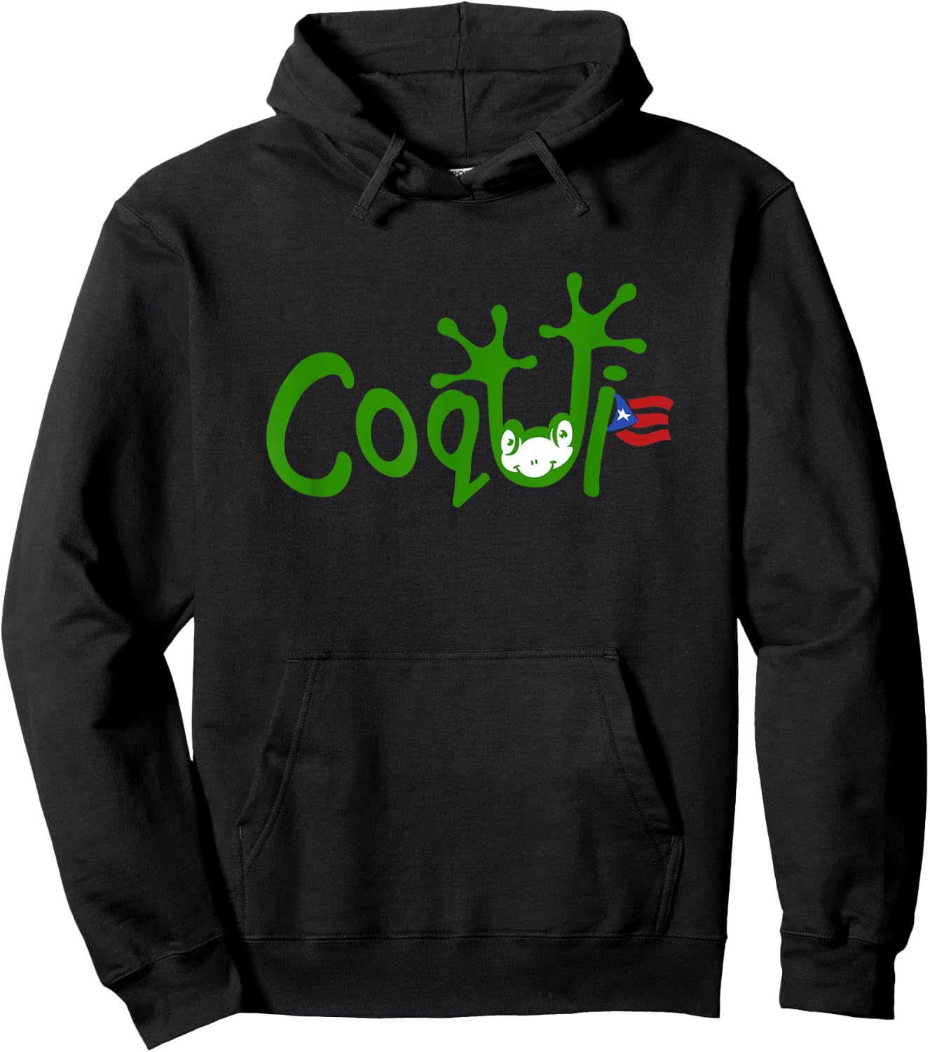 Coqui Frog Puerto Rican Flag Puerto Rico Vacation Souvenir Hoodie - Hoodie | Black