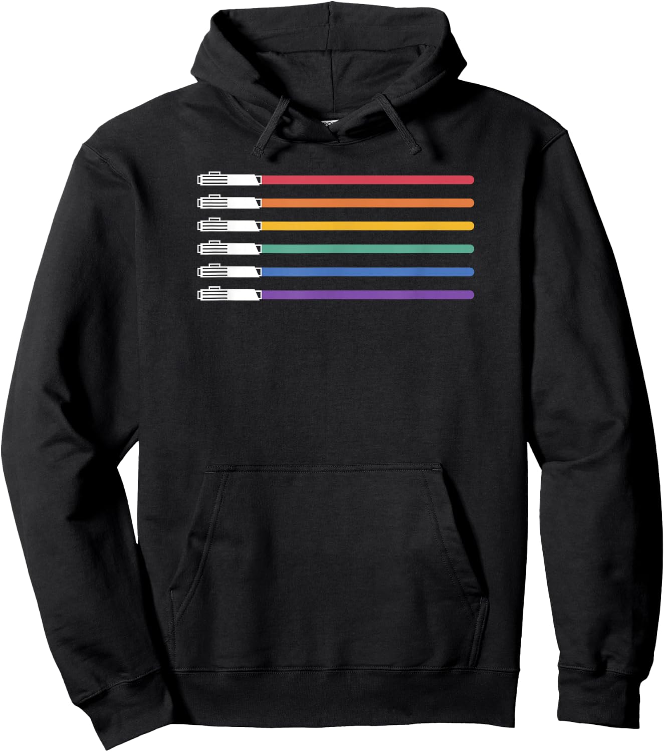 Star Wars Lightsabers Rainbow Flag Logo Hoodie - Hoodie | Black