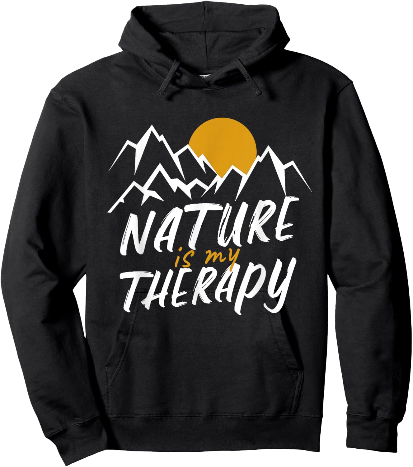 Nature Is My Therapy Hiking Camping -Adults Black Cotton 60% Polyester 40% Short Sleeve Classic Fit Small Hoodie - Hoodie | Black