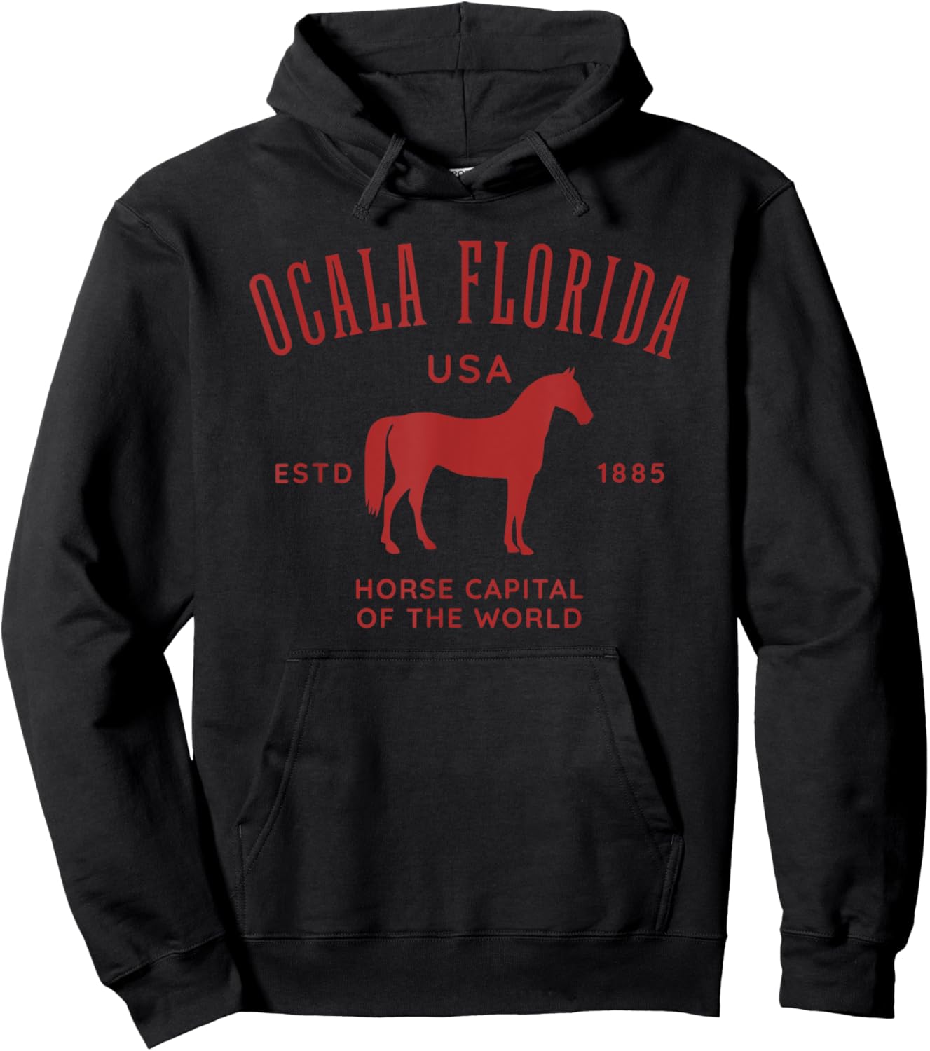 Ocala Florida USA Horse Capital Vintage Equestrian Design Hoodie - Hoodie | Black