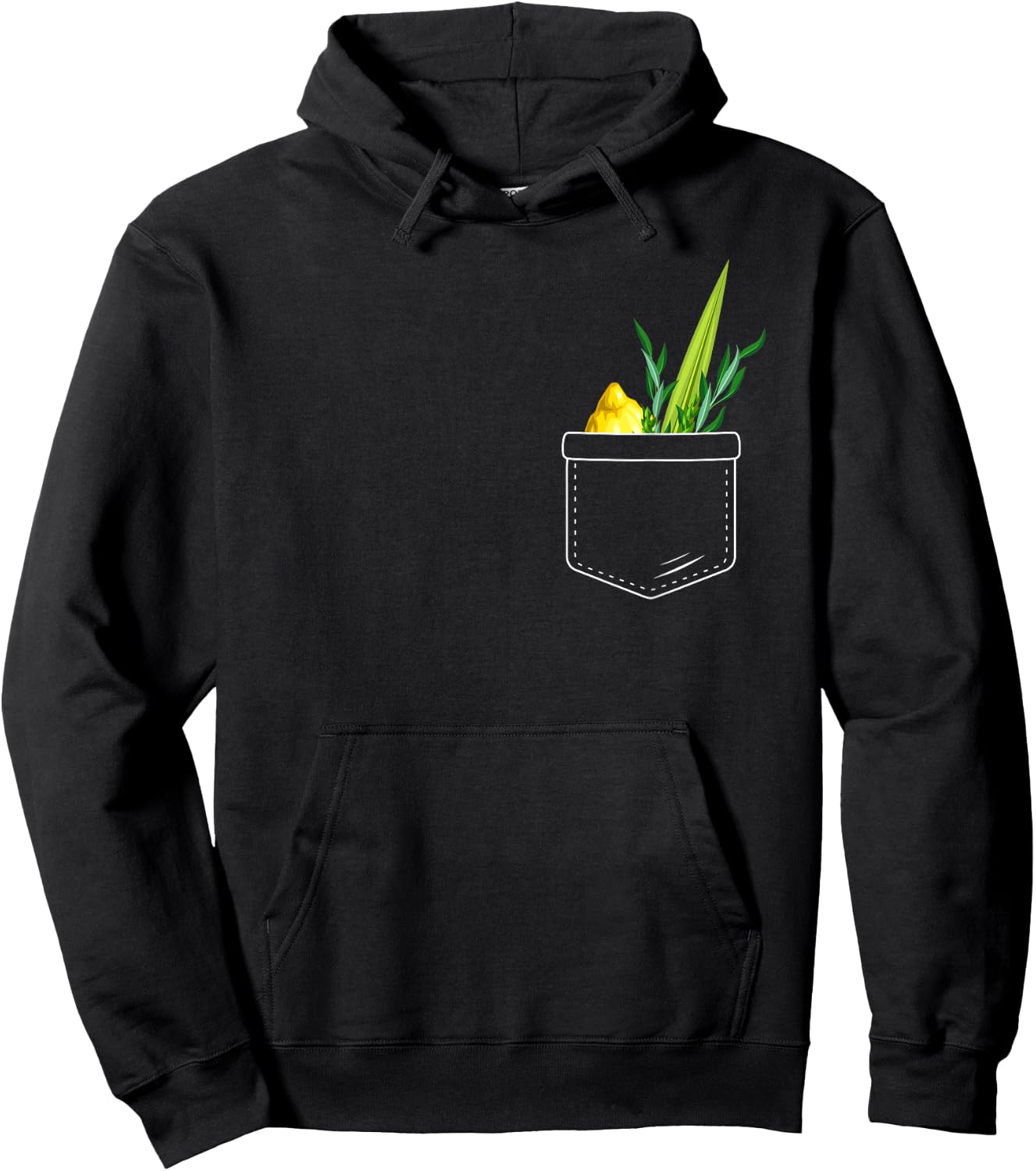 Four Species Feast Of Tabernacles Holiday Sukkot 2024 Pocket Hoodie - Hoodie | Black