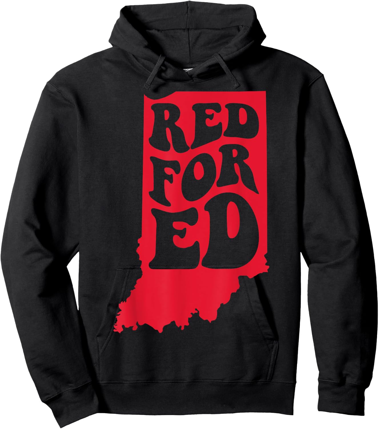 Groovy Red For Ed Indiana State Teacher Red For Ed Teacher Hoodie - Hoodie | Black