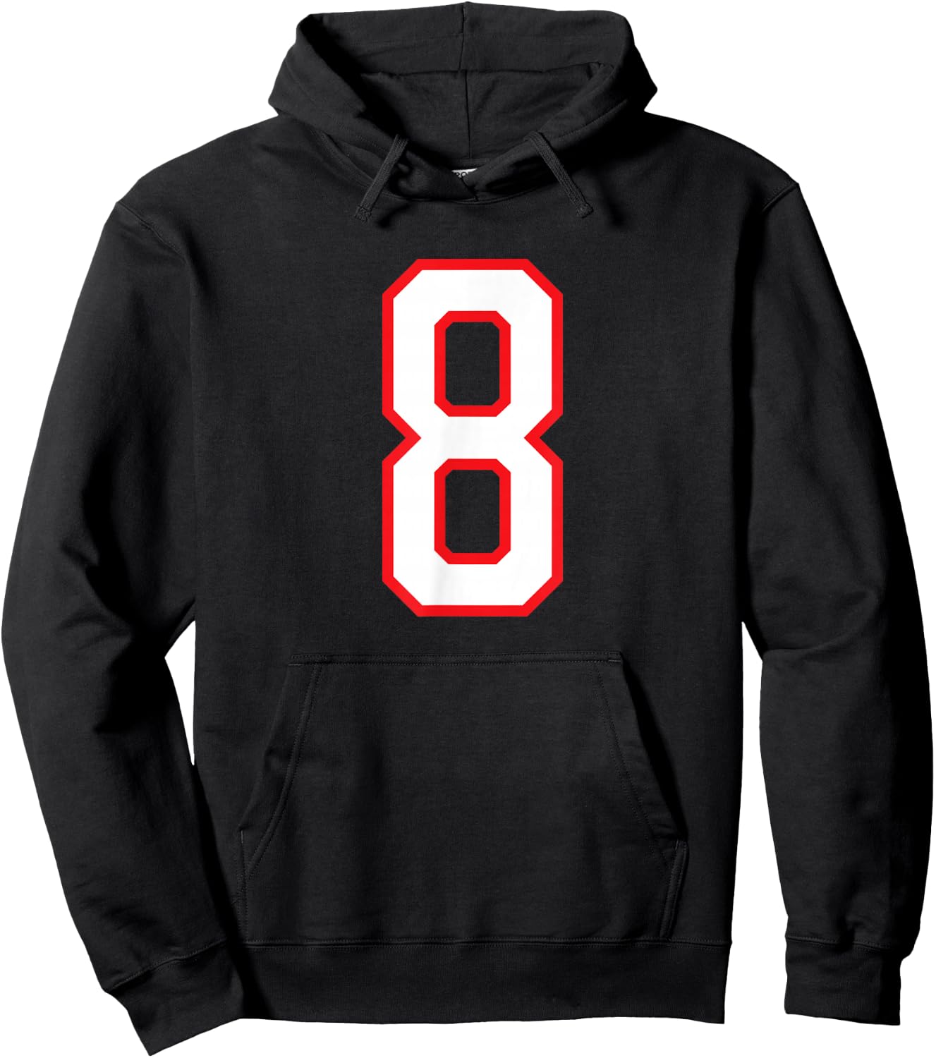 Number #8 Sport White Red Uni Number Hoodie - Hoodie | Black