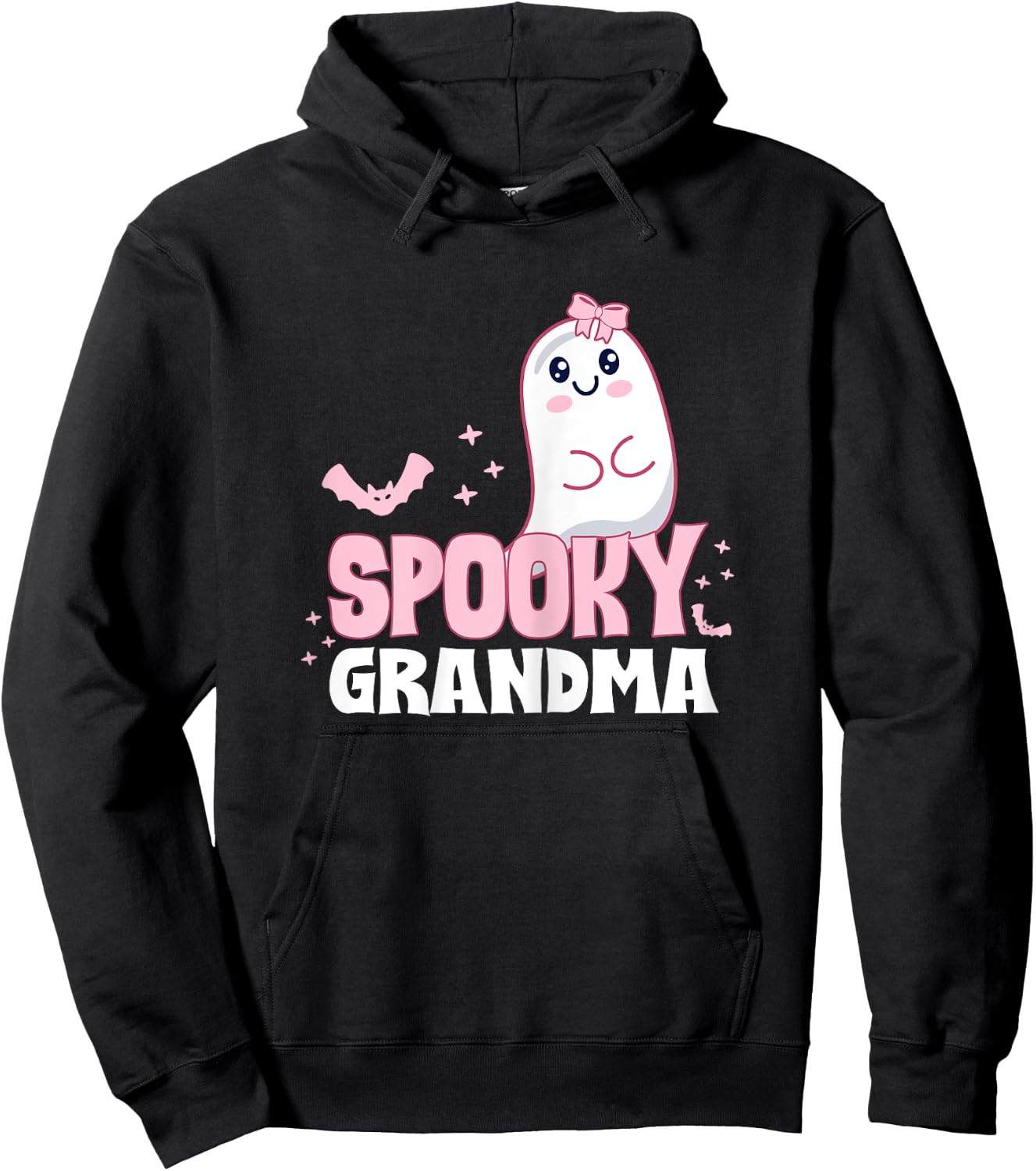 Spooky Grandma Family Cute Pink White Ghost Boo Halloween Hoodie - Hoodie | Black