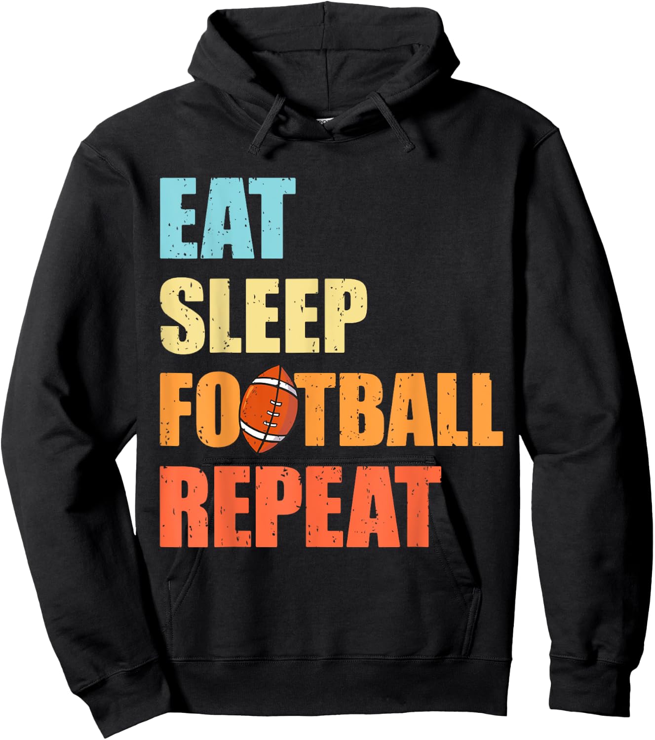 Eat Sleep Football Repeat Funny Retro Football Player Coach Hoodie - Hoodie | Black