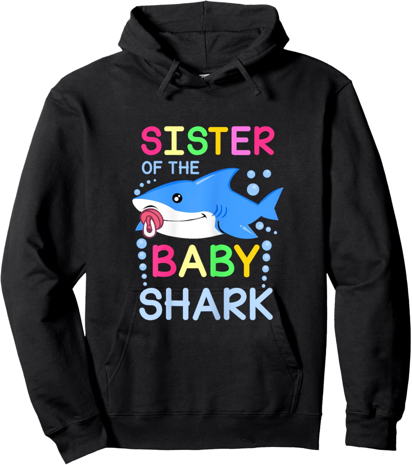 Sister of the Baby Shark Cute Family Matching Outfit Hoodie - Hoodie | Black