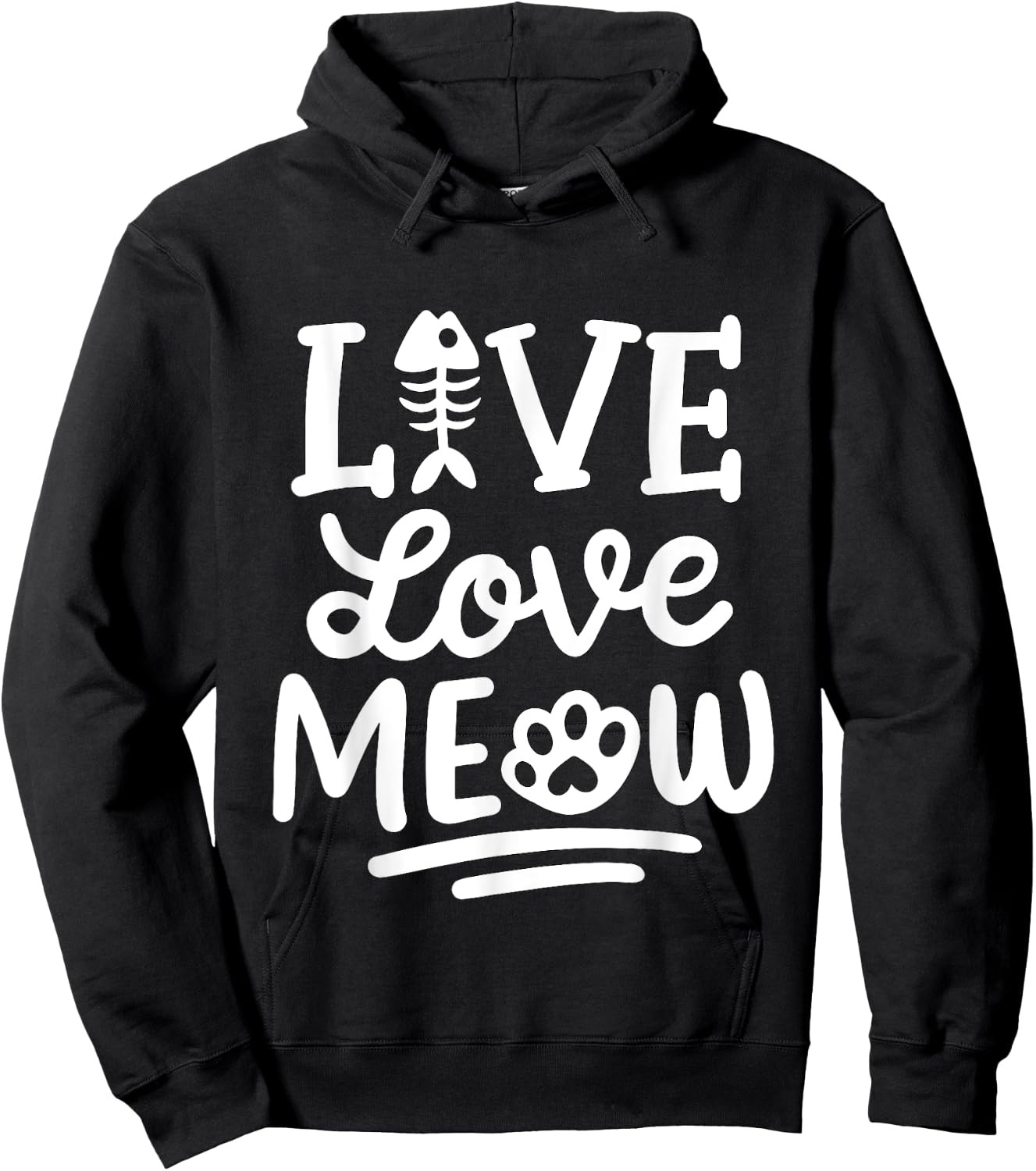 Live Love Meow Cat Hoodie - Hoodie | Black