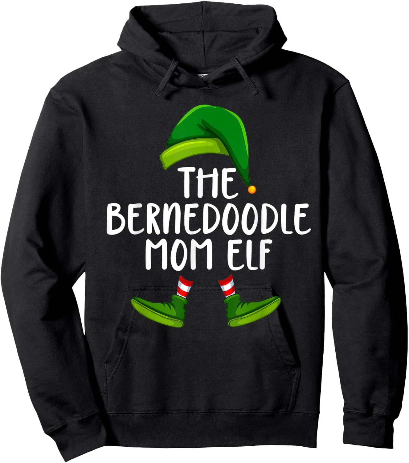 Bernedoodle Mom Dog Elf Funny Christmas Pajama X mas Women Hoodie - Hoodie | Black