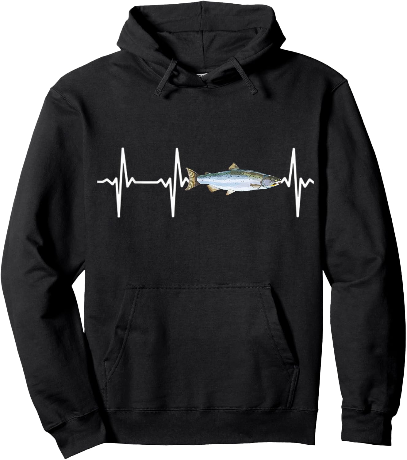 Coho Salmon Heartbeat For Freshwater Fish Fishing Lovers Hoodie - Hoodie | Black