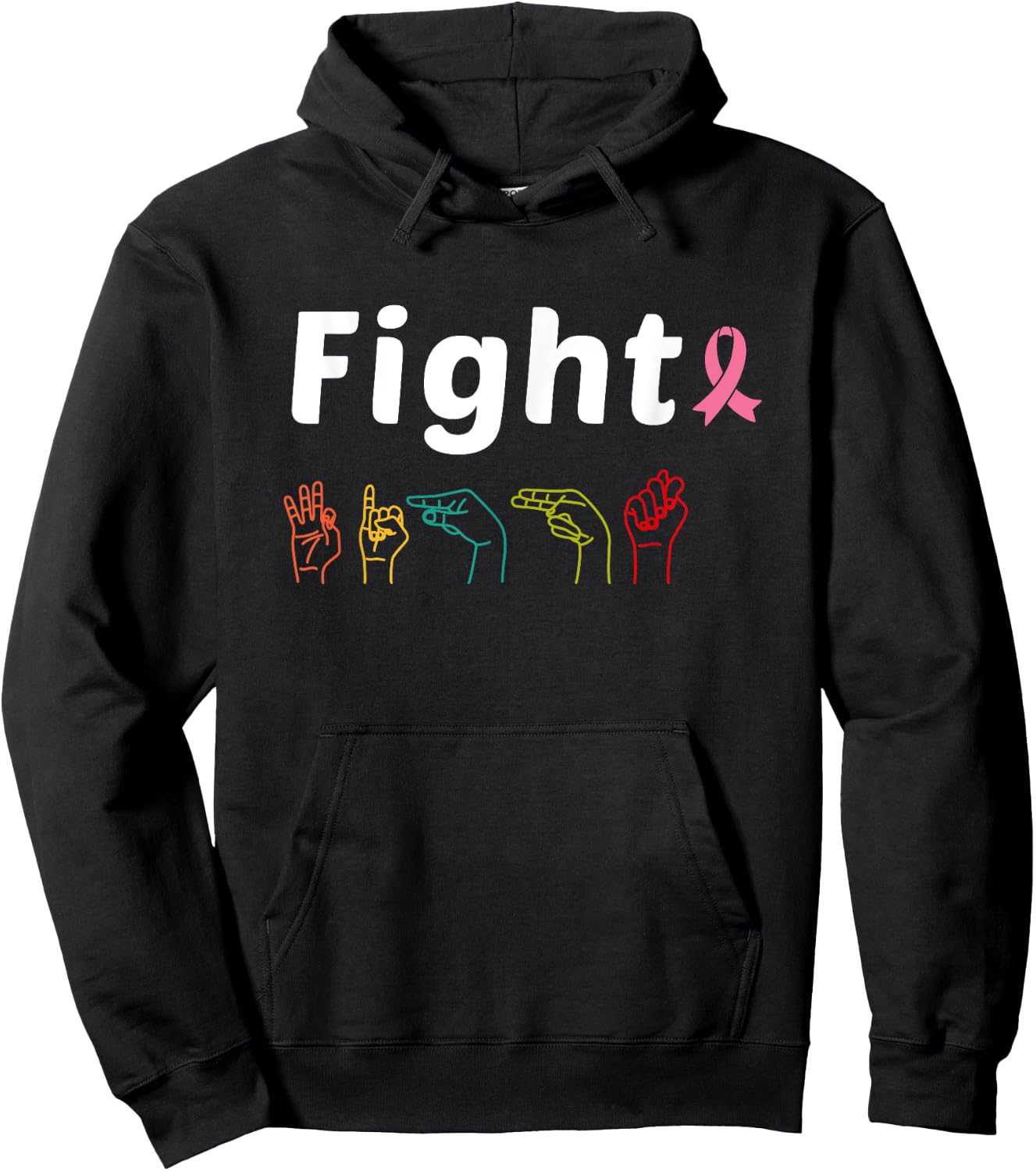 Fight Breast Cancer Awareness ribbon Pink Sign Language Hoodie - Hoodie | Black