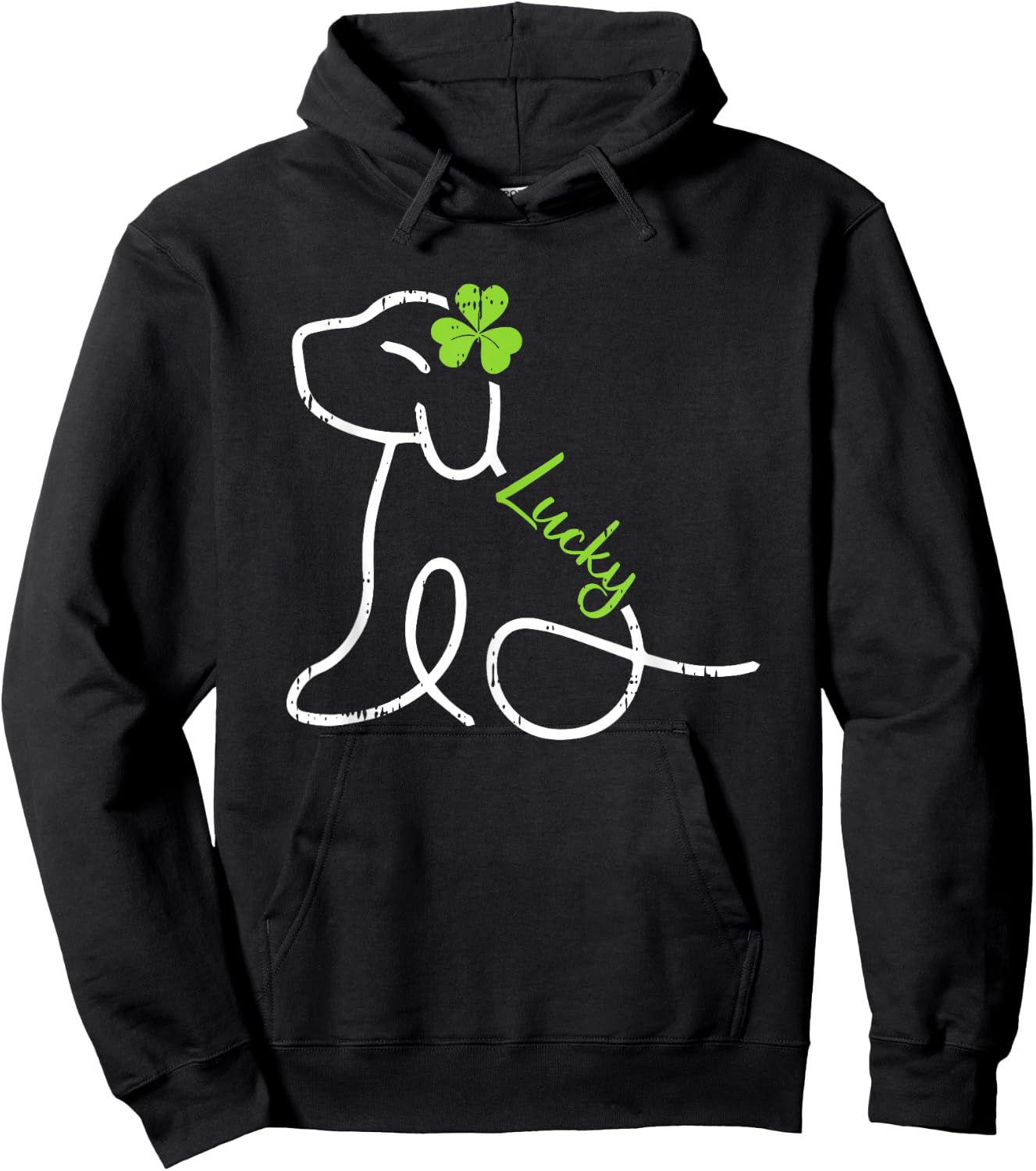 Lucky Dog St Patricks Day Cute Irish Puppy Shamrock Clover Men Women Kids Hoodie - Hoodie | Black