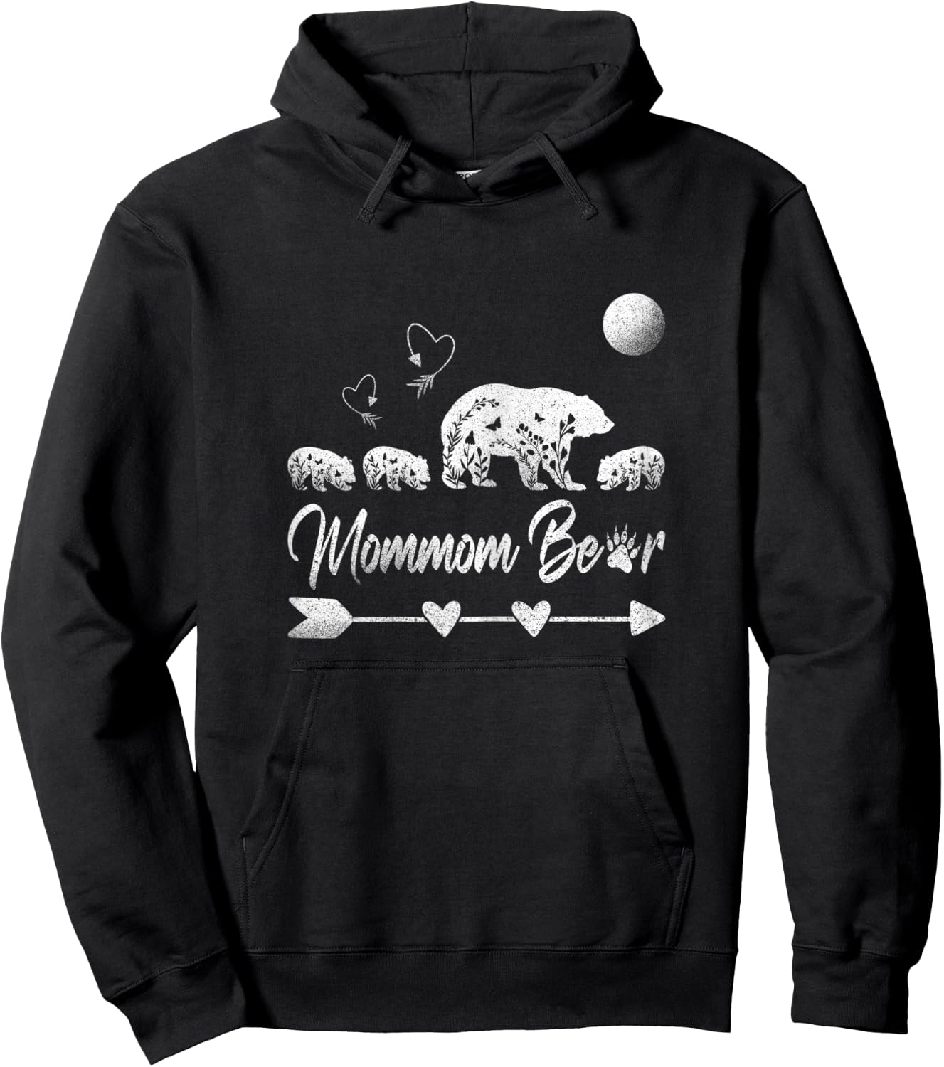 Mommom Bear With Three Bear Cubs Cute Mothers Day Boho Arrow Hoodie - Hoodie | Black