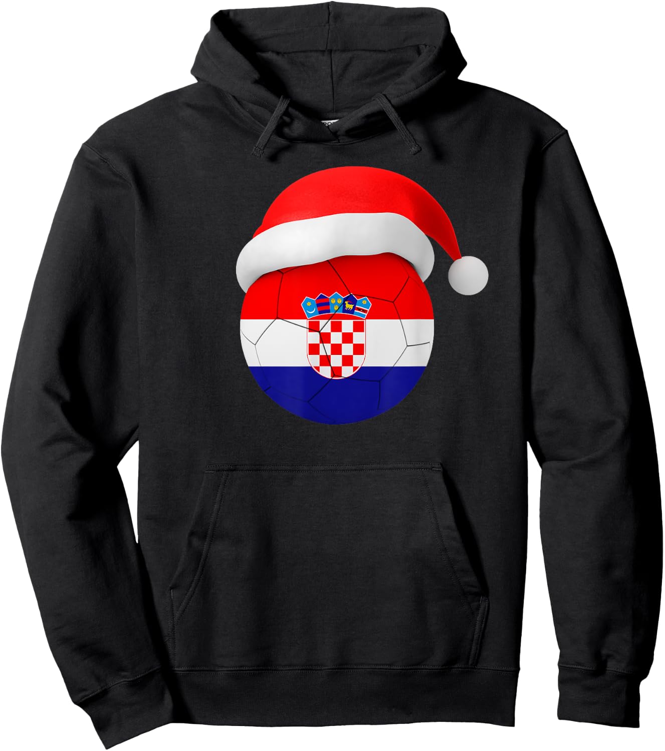 Croatia Soccer Shirt Santa Hat Croatian Flag Soccer Ball Hoodie - Hoodie | Black