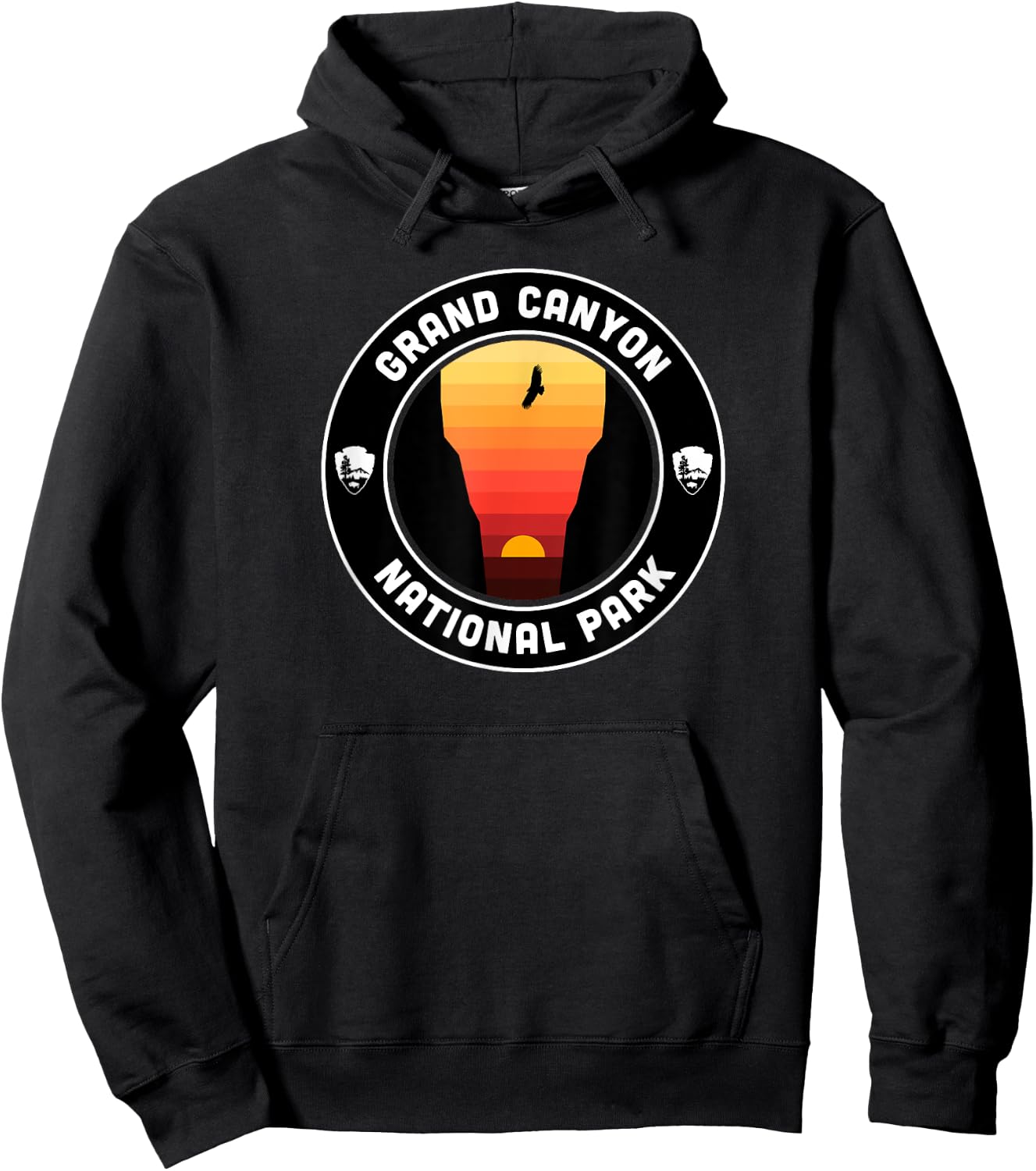 Grand Canyon National Park - Round Badge Hoodie - Hoodie | Black