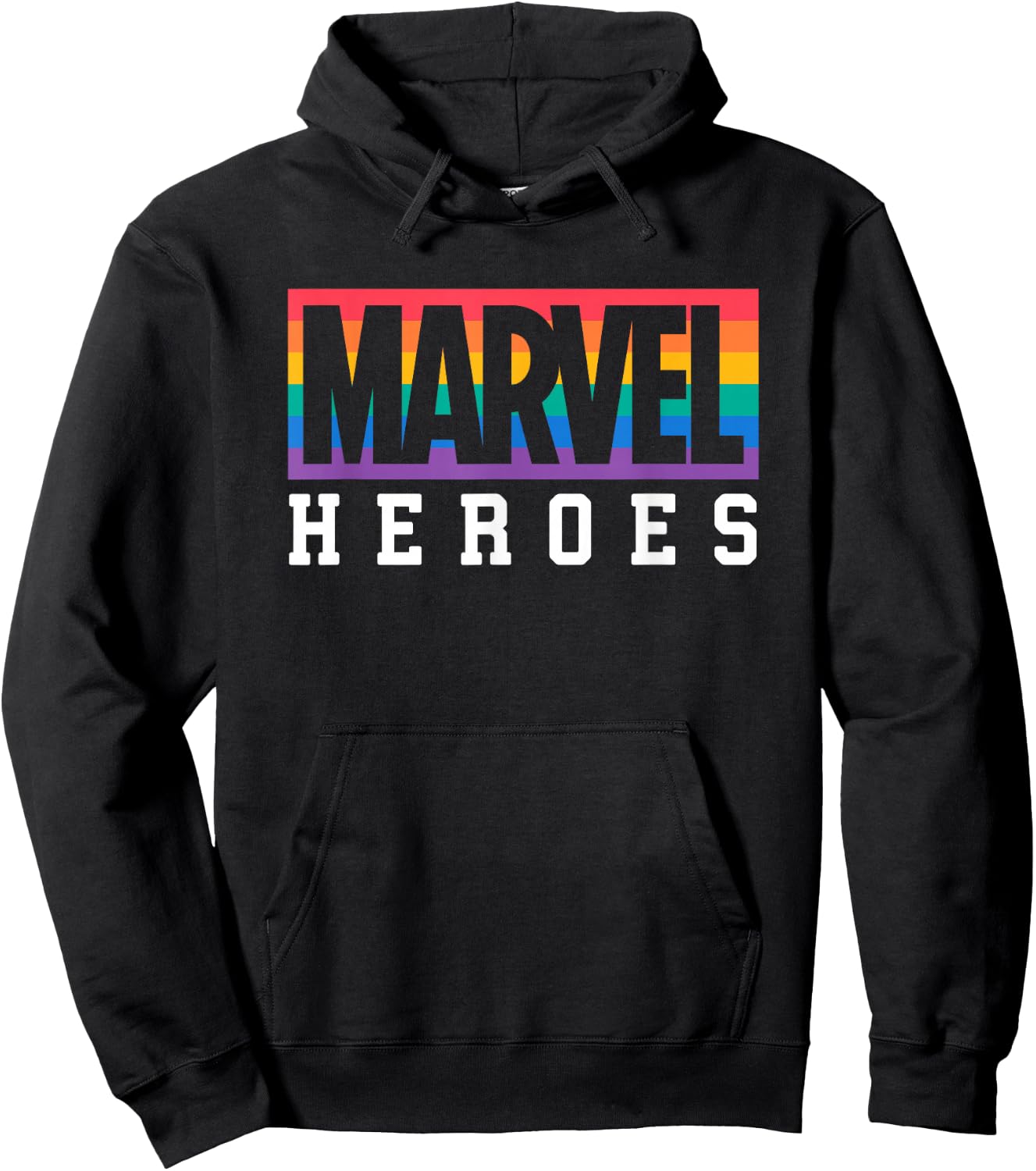 Marvel Pride Flag Rainbow Marvel Heroes Logo Hoodie - Hoodie | Black