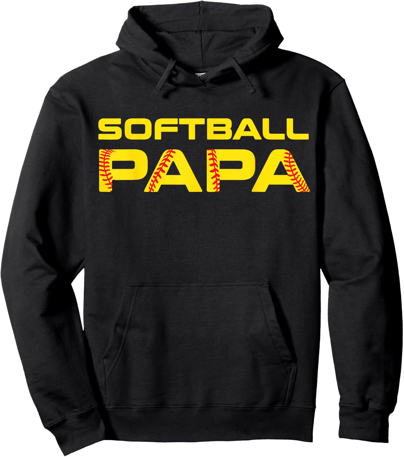 Yellow Print Softball Papa Hoodie - Hoodie | Black