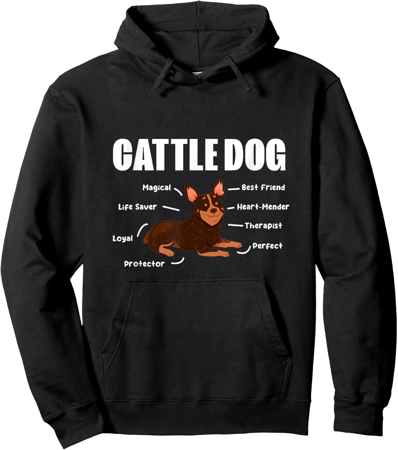 Cattle Dog Heeler Mom Heeler Dad Dog Lover Men Women Kids Hoodie - Hoodie | Black