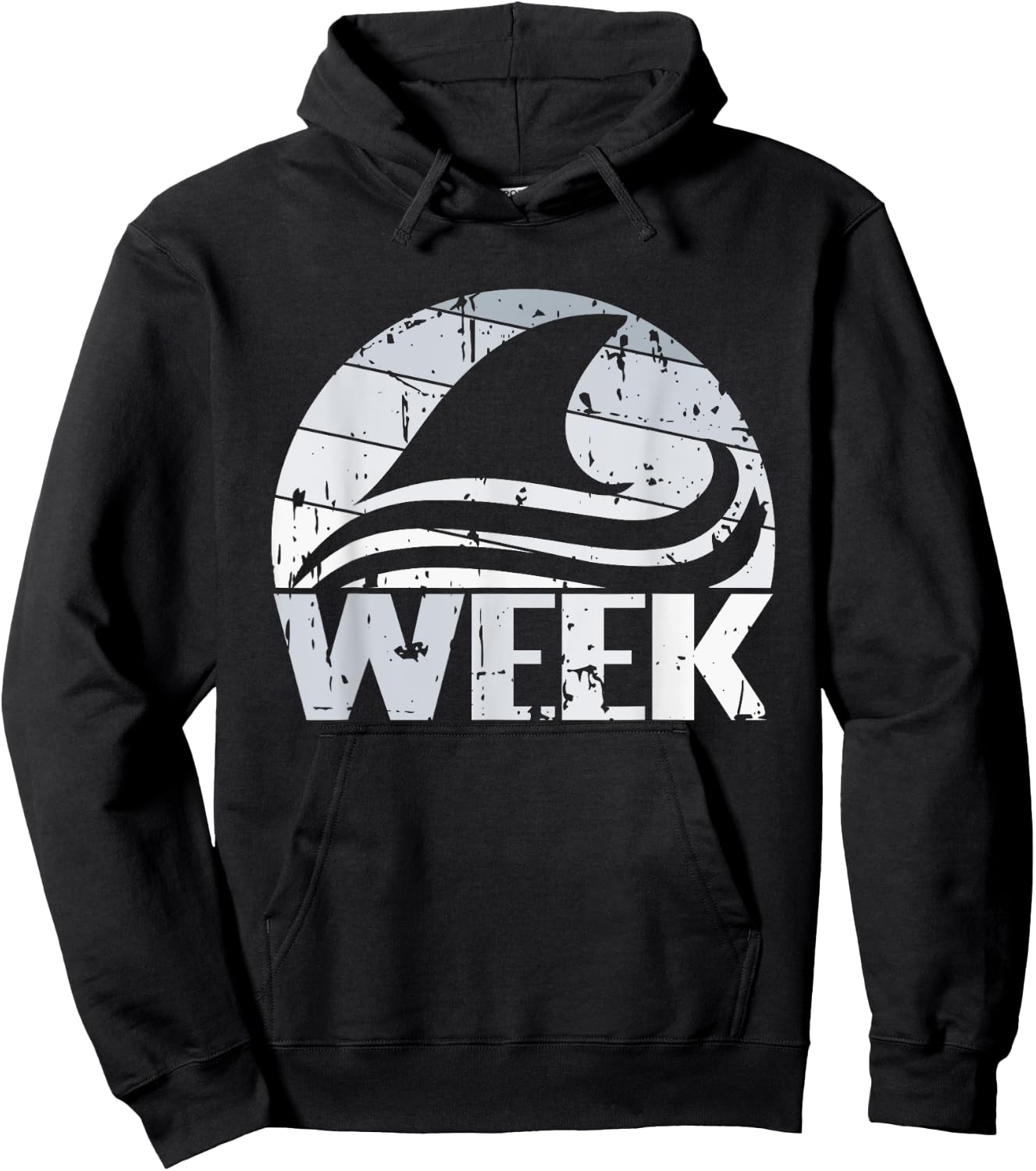 Retro Shark Fin Week 2024 Shark Lover Ocean Wildlife Summer Hoodie - Hoodie | Black