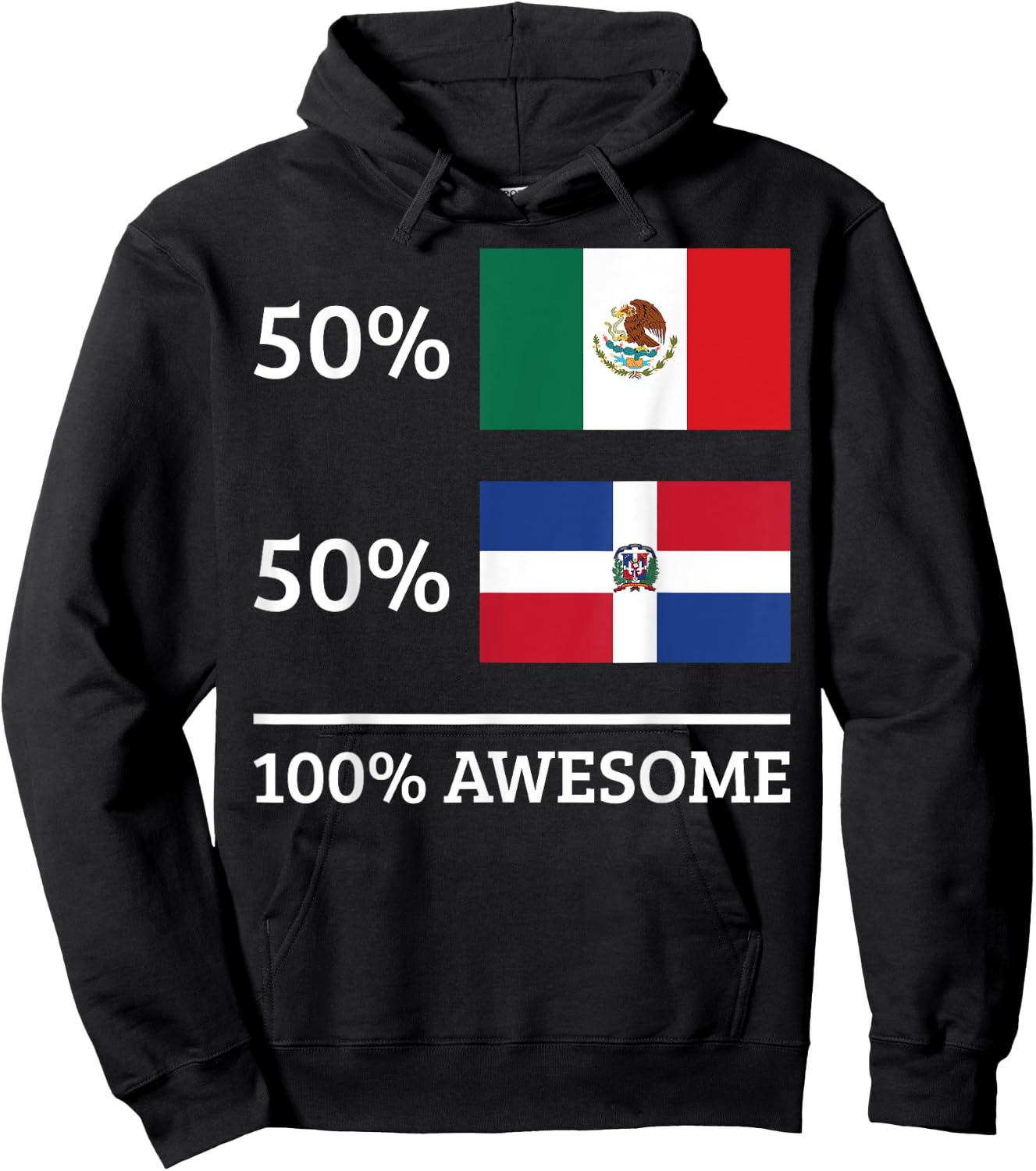 50% Mexican 50% Dominican Republic Mexico Flag Heritage Hoodie - Hoodie | Black