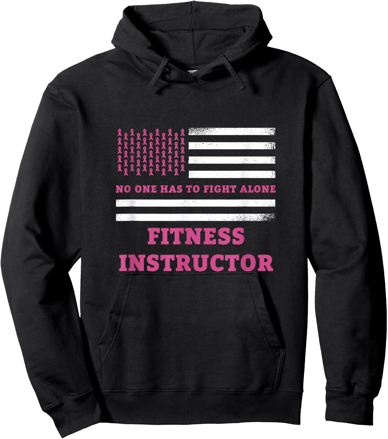 Breast Cancer Awareness Fitness Instructor Pink Ribbon Hoodie - Hoodie | Black