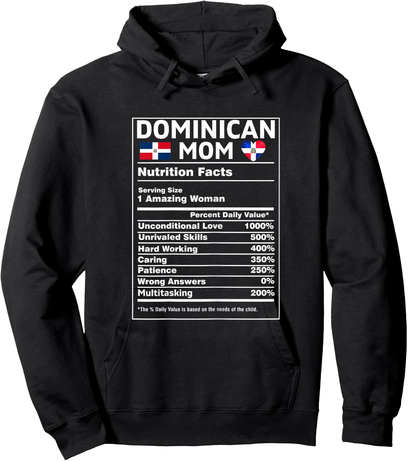 Dominican Mom Nutrition Facts Dominicana Republic Hoodie - Hoodie | Black