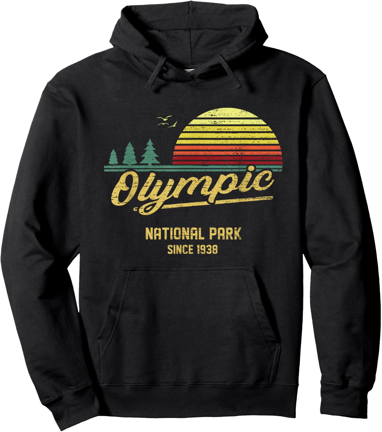 Olympic 1938 EST National Park Vintage Retro Outdoor Camping Hoodie - Hoodie | Black