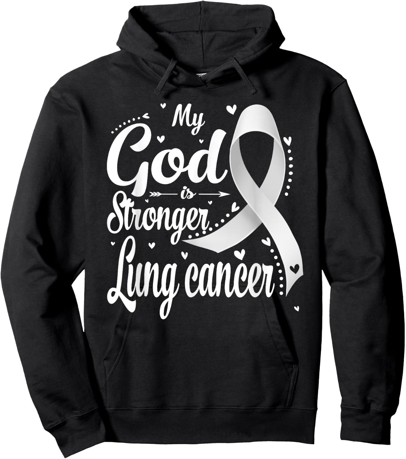 My God is Stronger Than Lung Cancer Awareness Warrior Hoodie - Hoodie | Black
