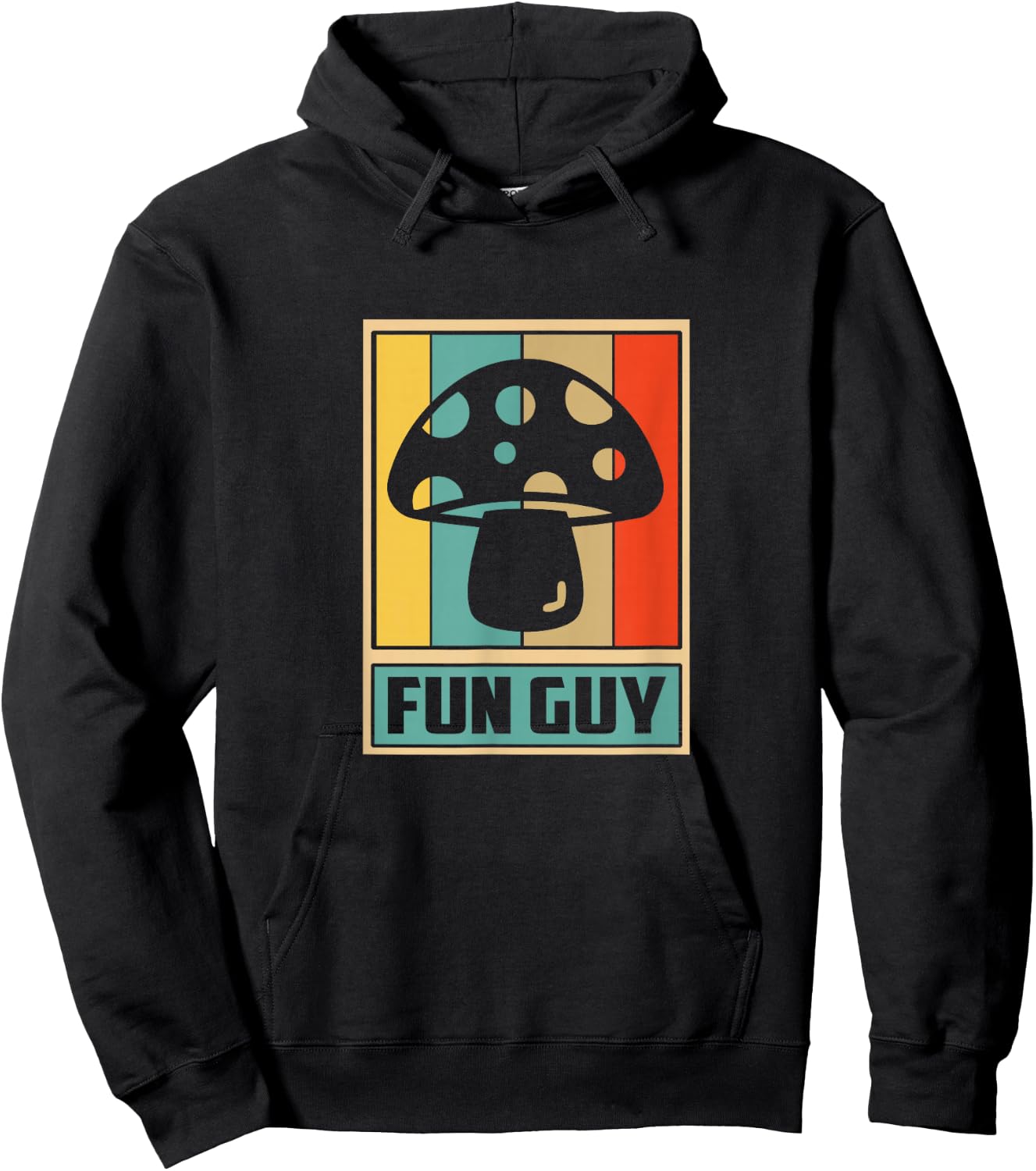 Fun Guy Mushroom design- Vintage Retro Mushroom Hoodie - Hoodie | Black
