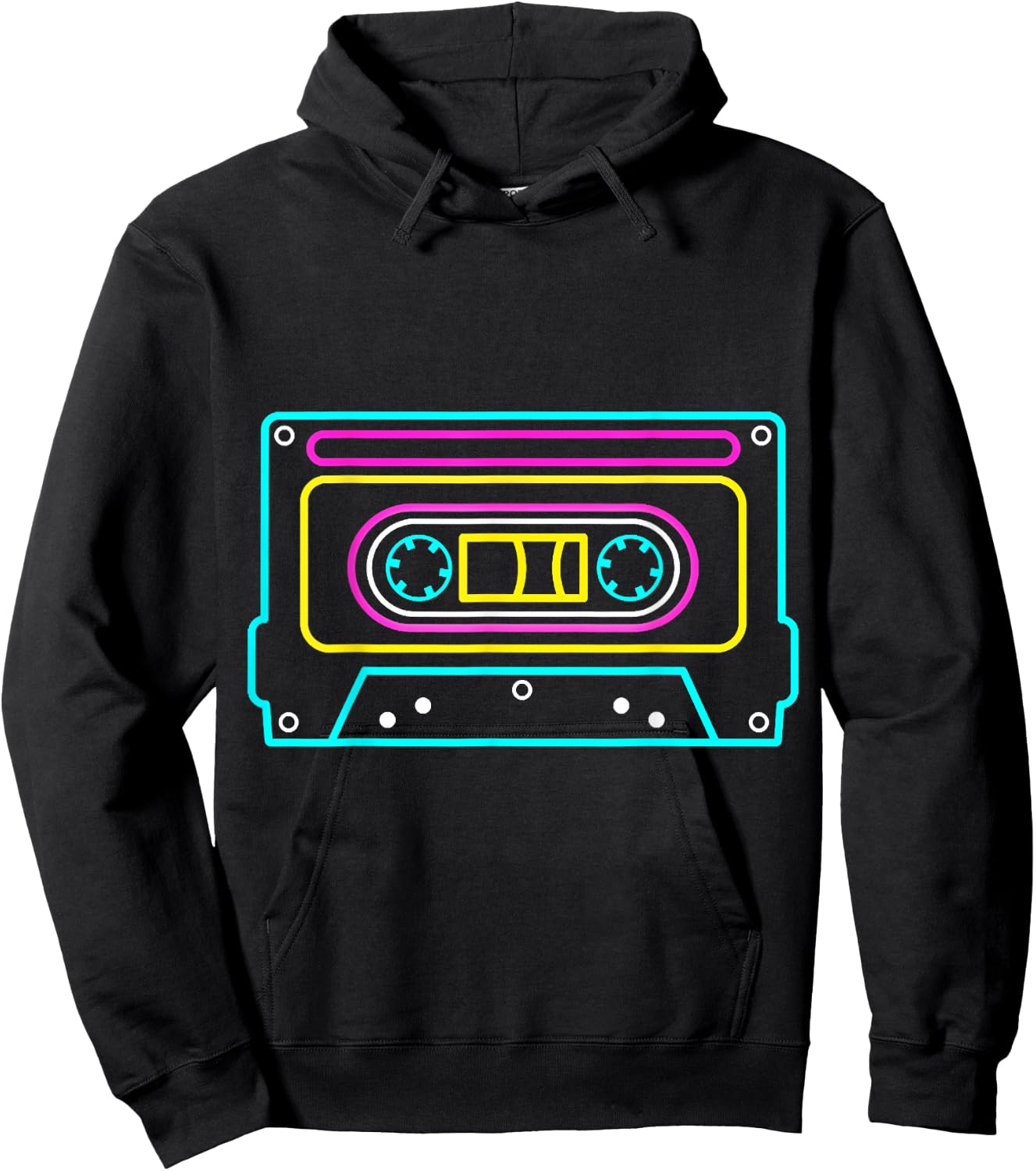 Cassette NEON Tapes Mixtapes 80s 90s Music Songs Retro Hoodie - Hoodie | Black