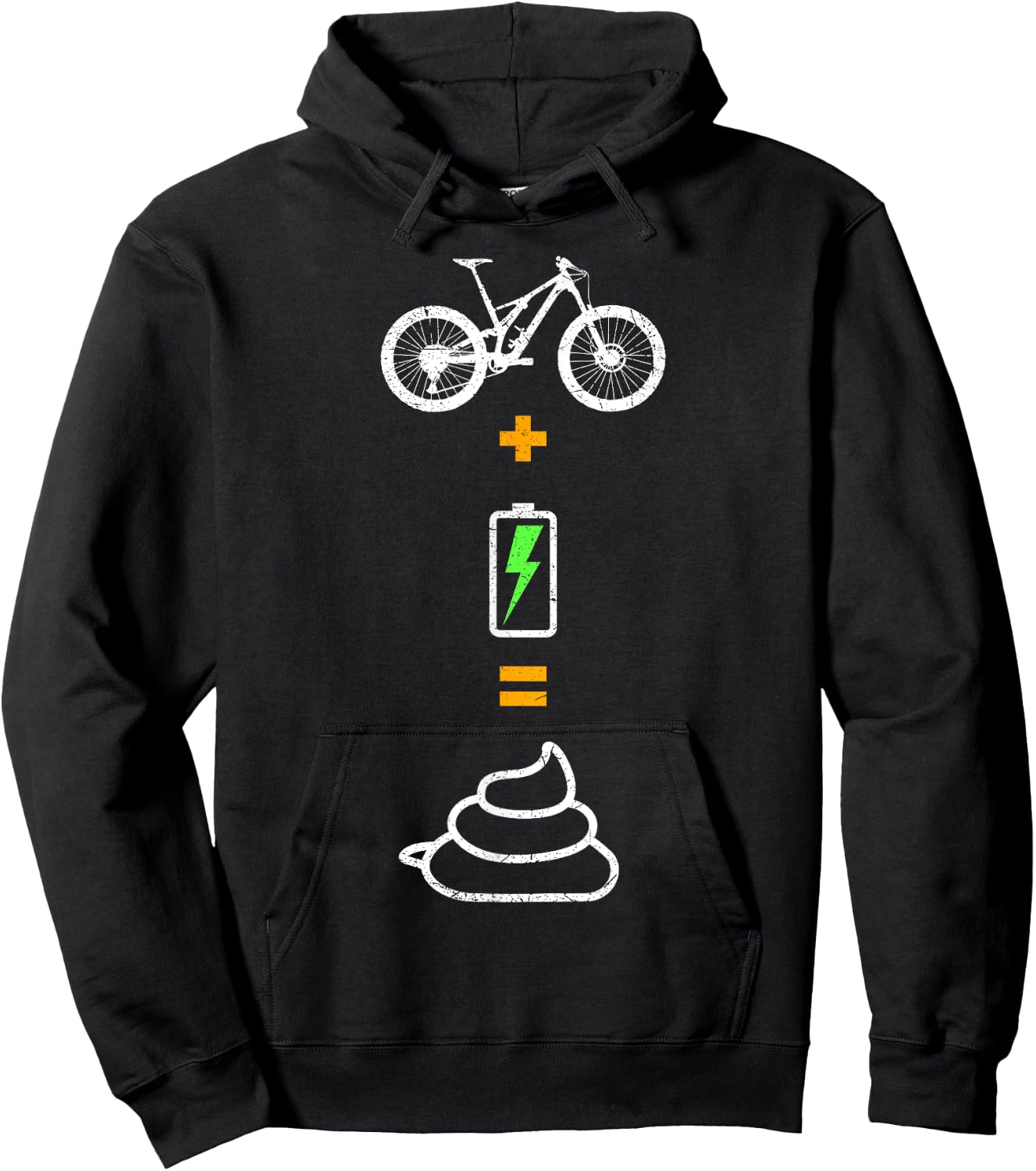 Anti e-bike, no motor, no battery, bicycle plus battery Hoodie - Hoodie | Black