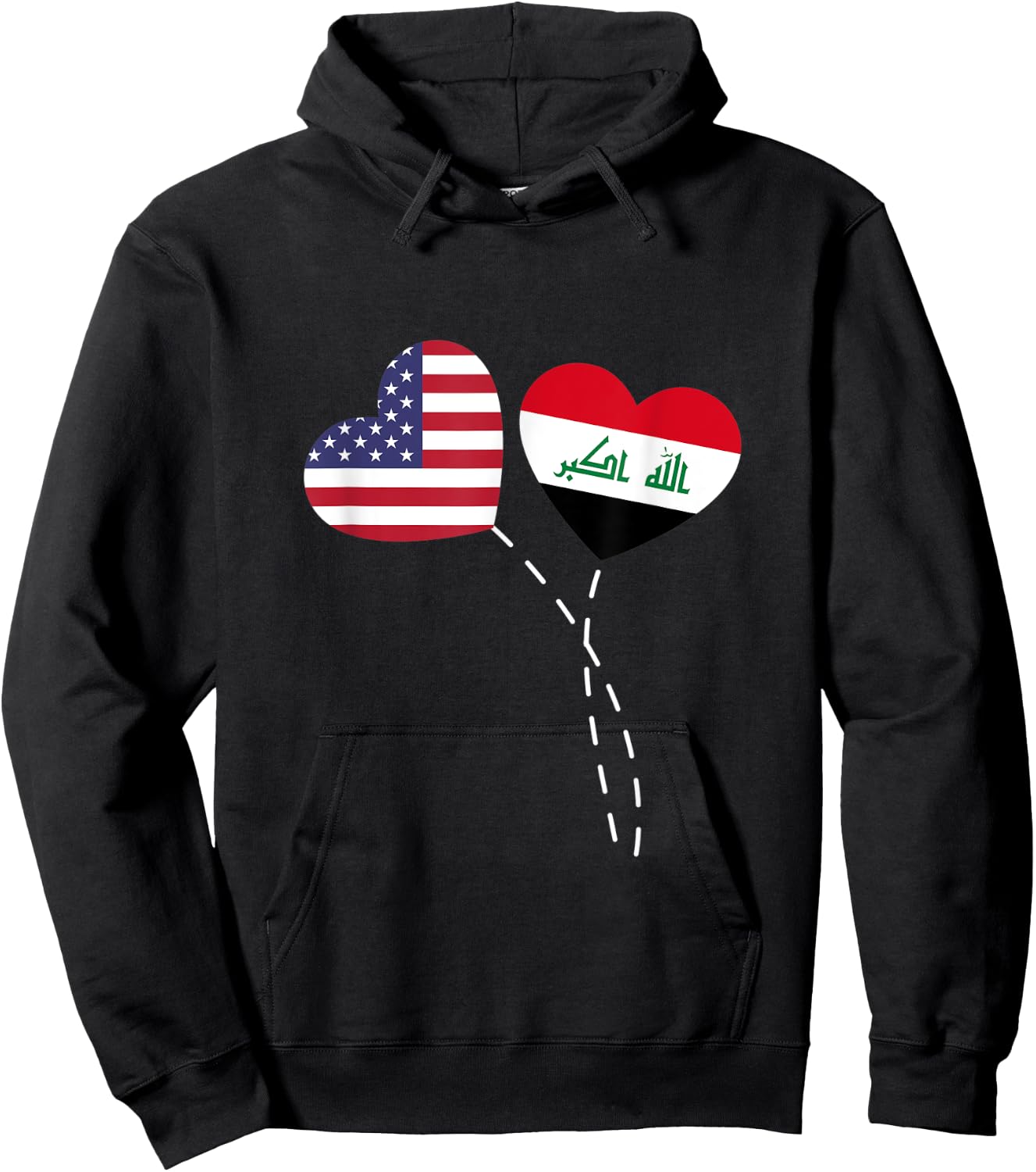 Loving USA Iraq Flag Heart Iraqi Americans Love Hoodie - Hoodie | Black