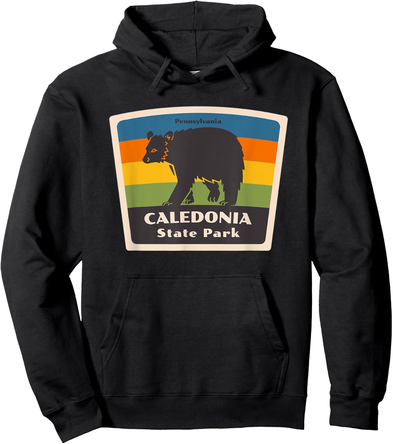 Retro Caledonia State Park Pennsylvania Bear PA Souvenir Hoodie - Hoodie | Black