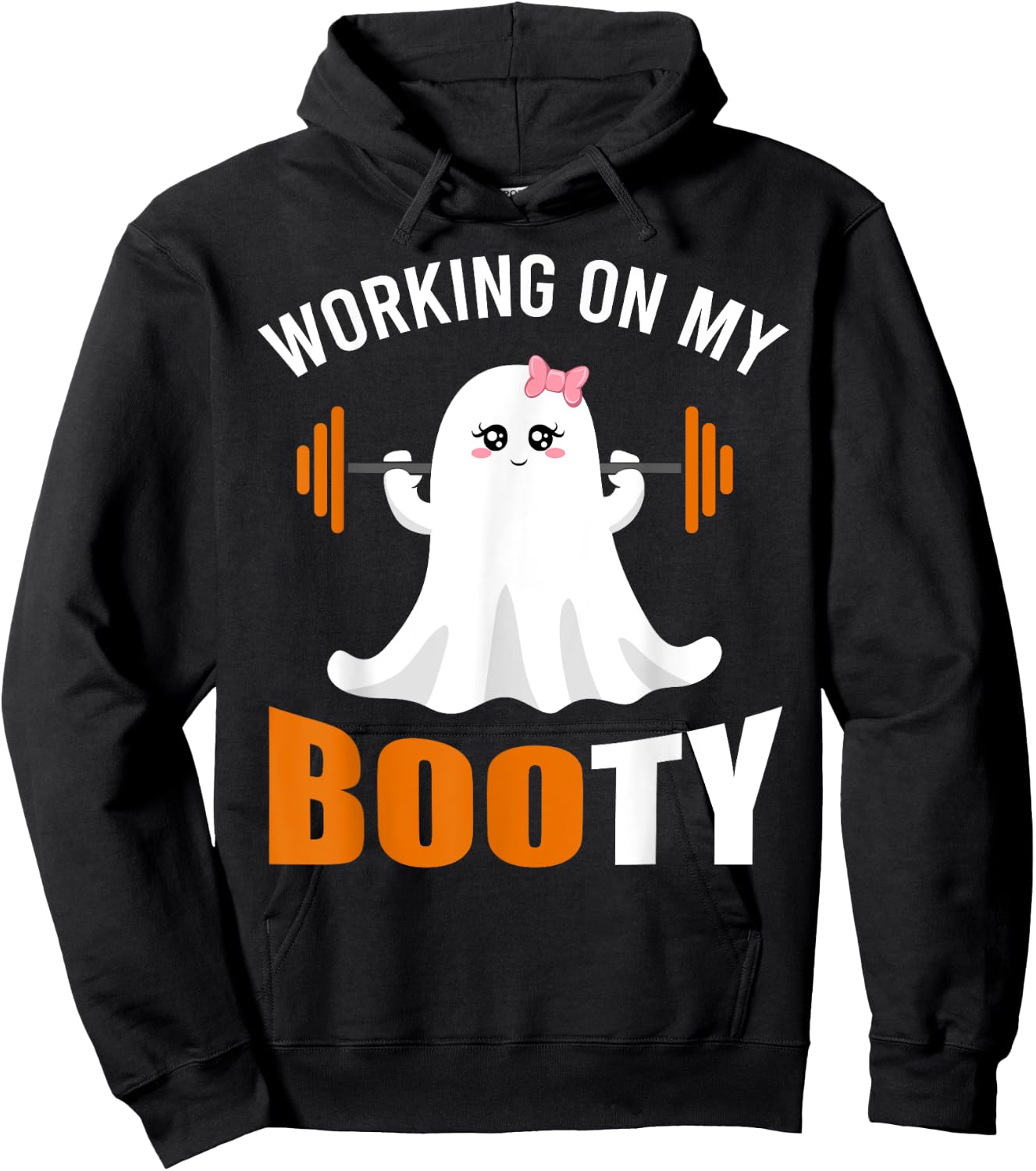 Working On My Booty Ghost Boo Gym Lover Halloween Funny Hoodie - Hoodie | Black