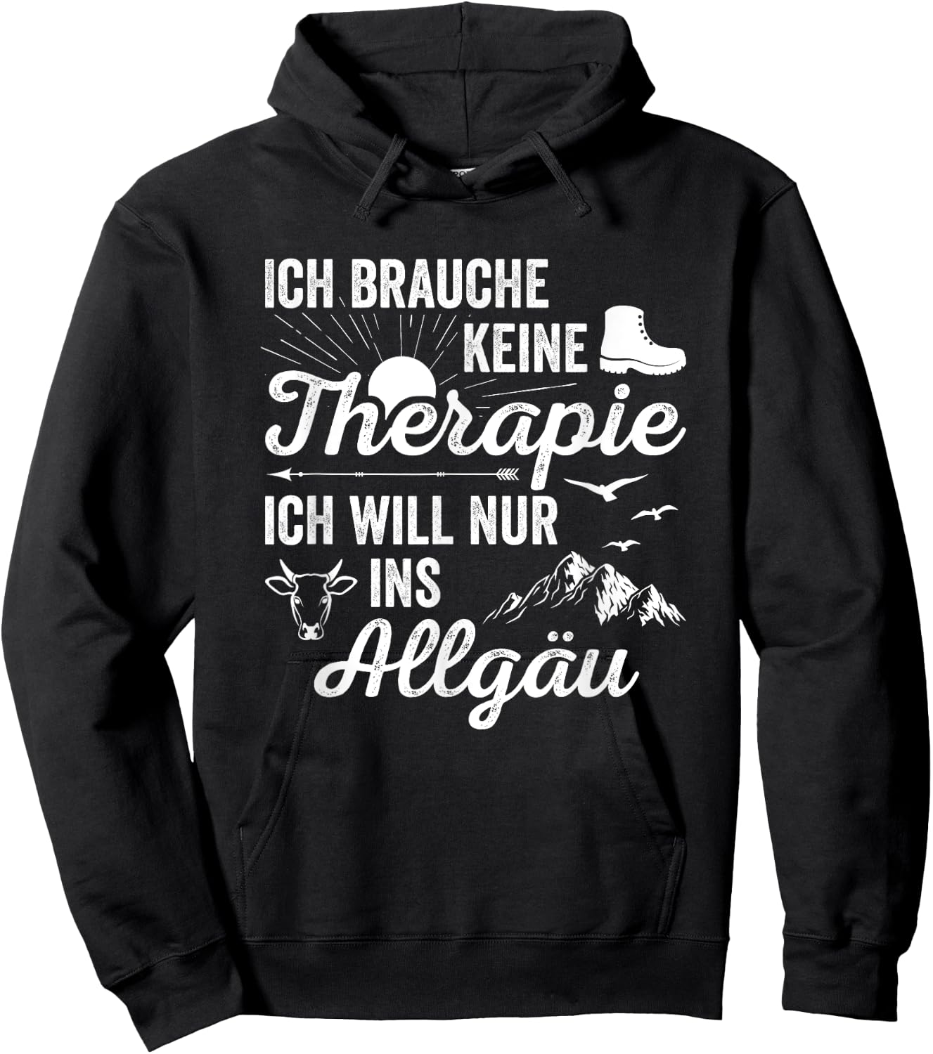 Hiking Ich Brauche Keine Therapie Ich Will Nur Ins Allgäu Hoodie - Hoodie | Black