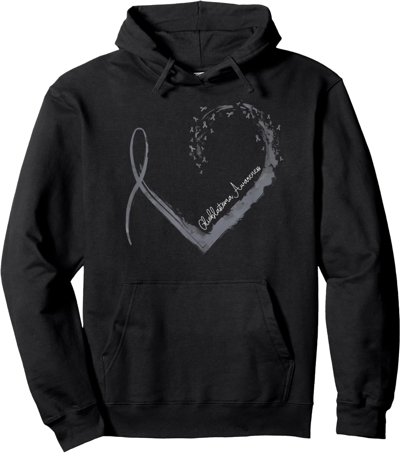 Ribbon Heart Glioblastoma Awareness Hoodie - Hoodie | Black