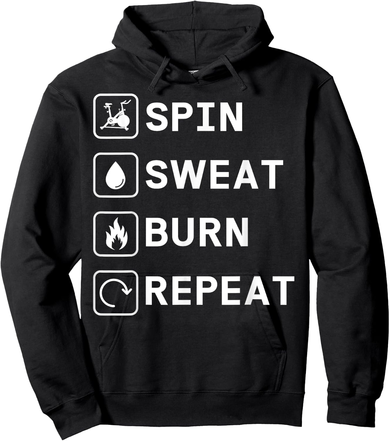 Spinning Class Spin sweat burn repeat Spin Hoodie - Hoodie | Black