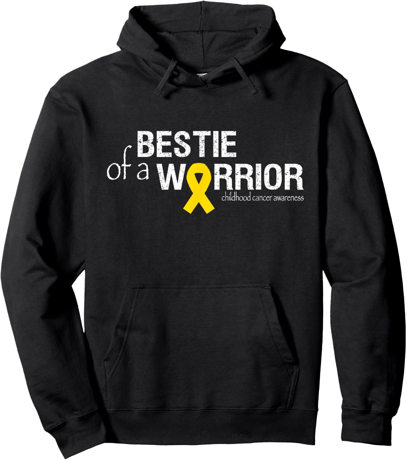 Bestie Of A Warrior Childhood Cancer Awareness Ribbon Hoodie - Hoodie | Black