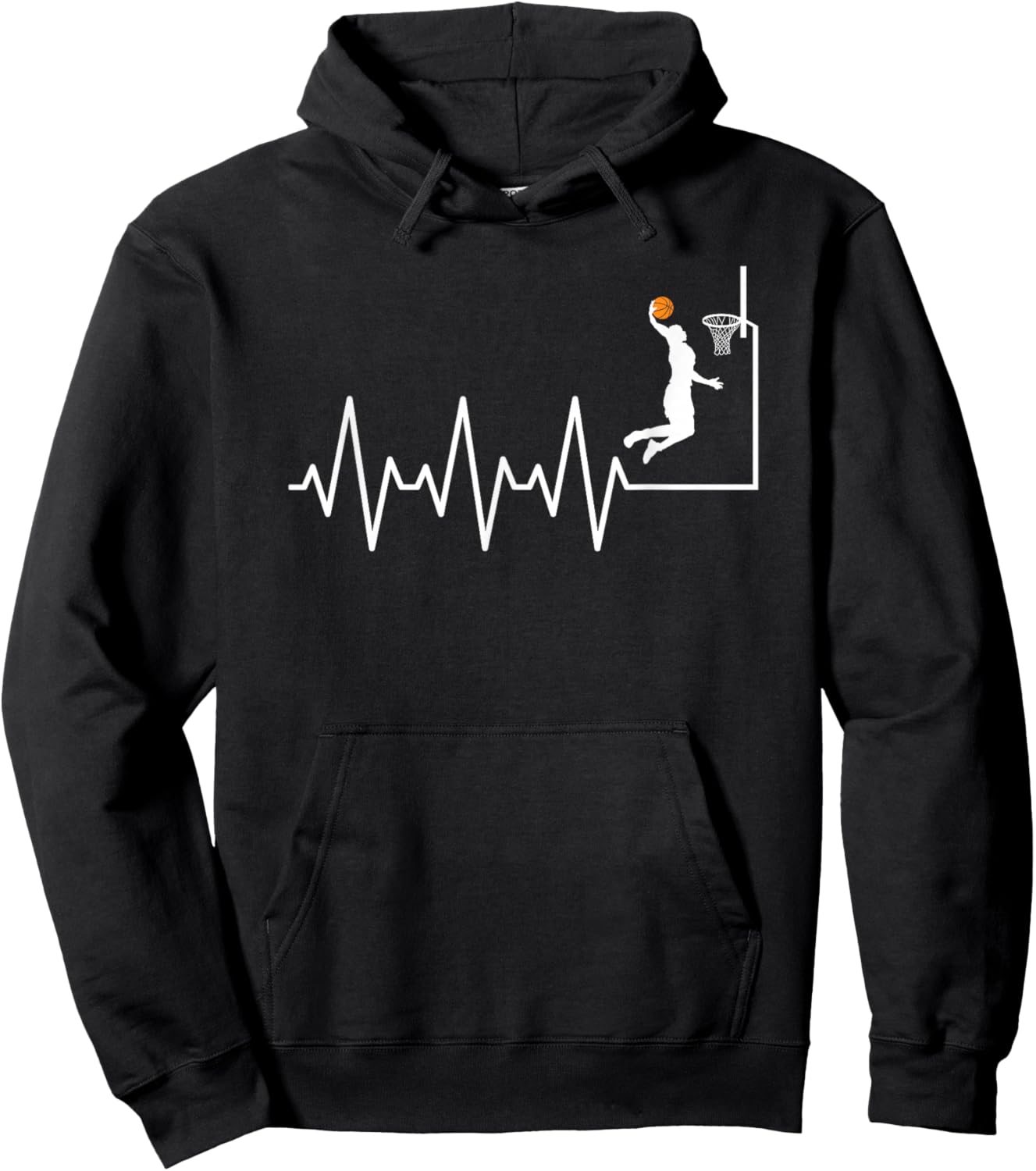 Funny Basketball Heartbeat Basketball Player Hoodie - Hoodie | Black