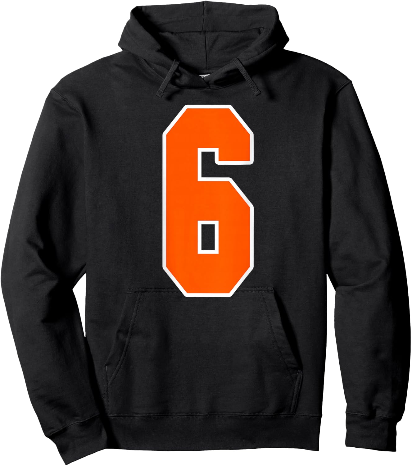 Back Print Orange Sports Block Number 6 For Sports Team Hoodie - Hoodie | Black
