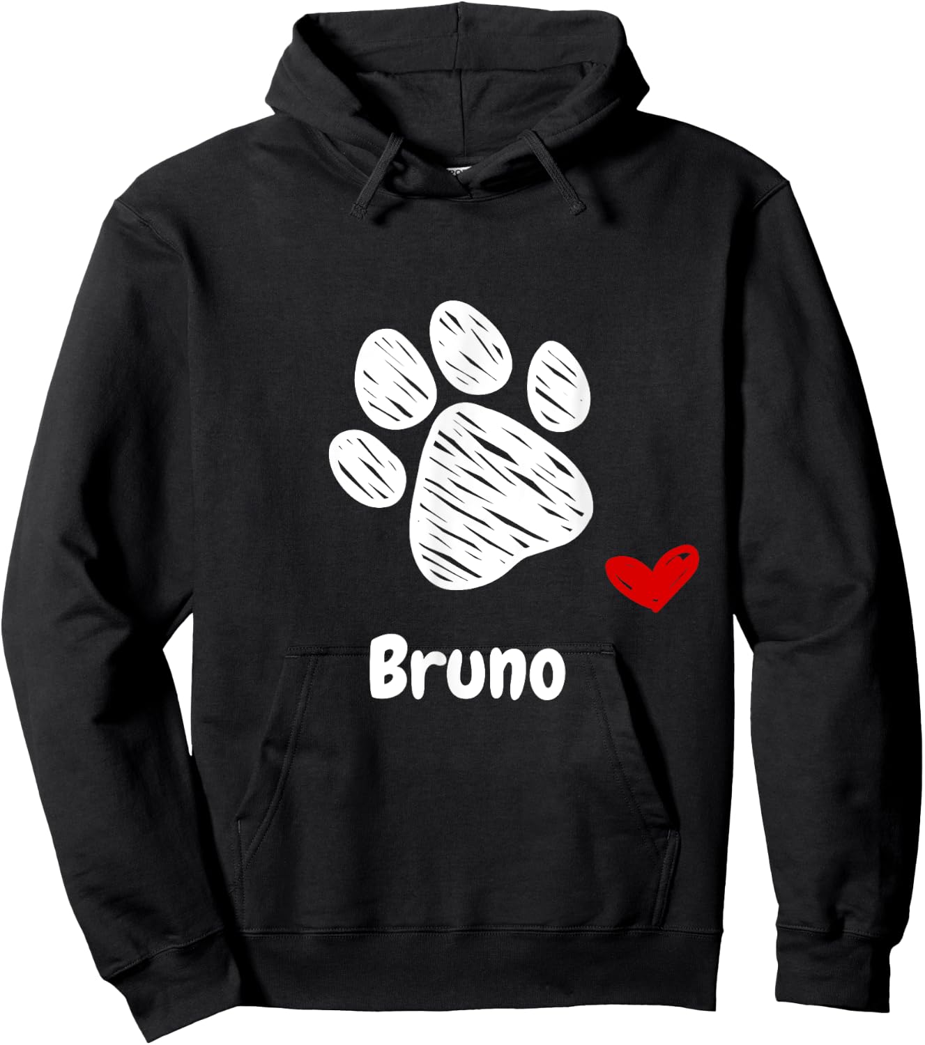 Bruno Dog Paw Best Puppy Dog Named Bruno Dog Lover Men Women Girls Kids Hoodie - Hoodie | Black