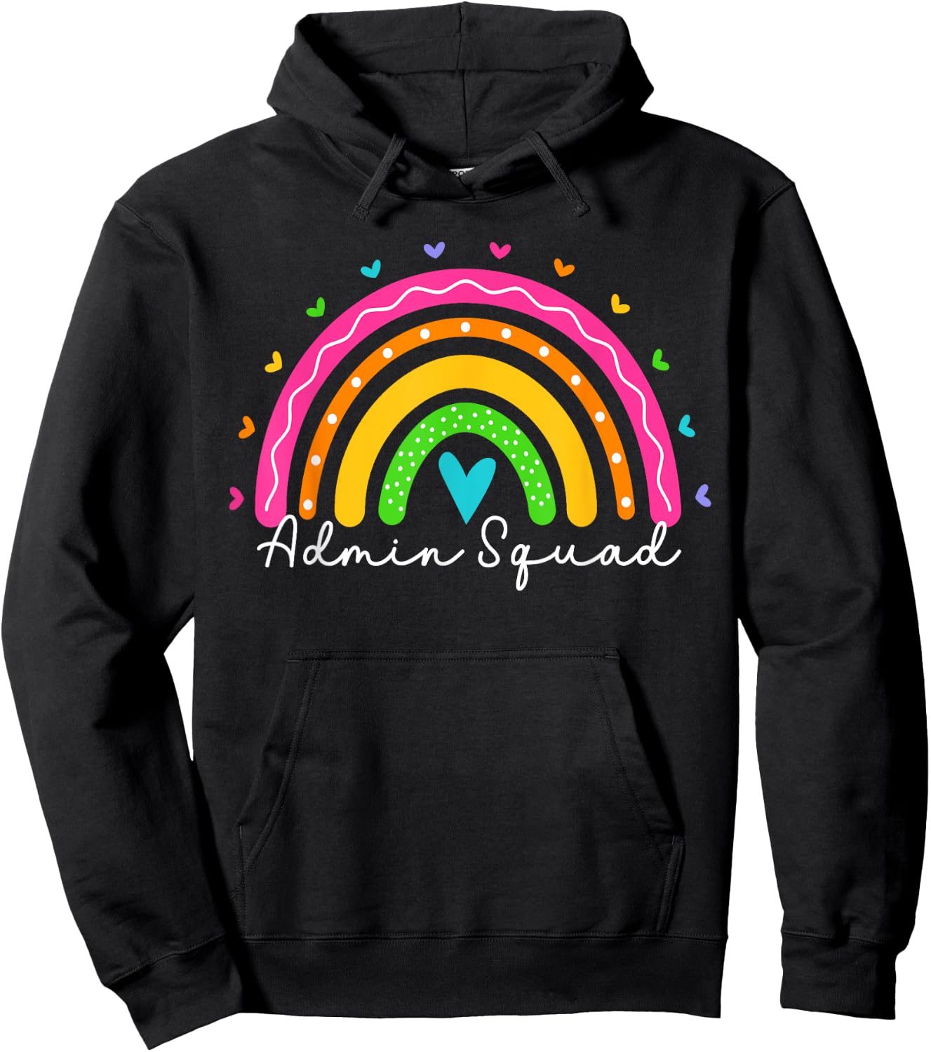 Admin Squad School Administrator Assistant Rainbow Hoodie - Hoodie | Black