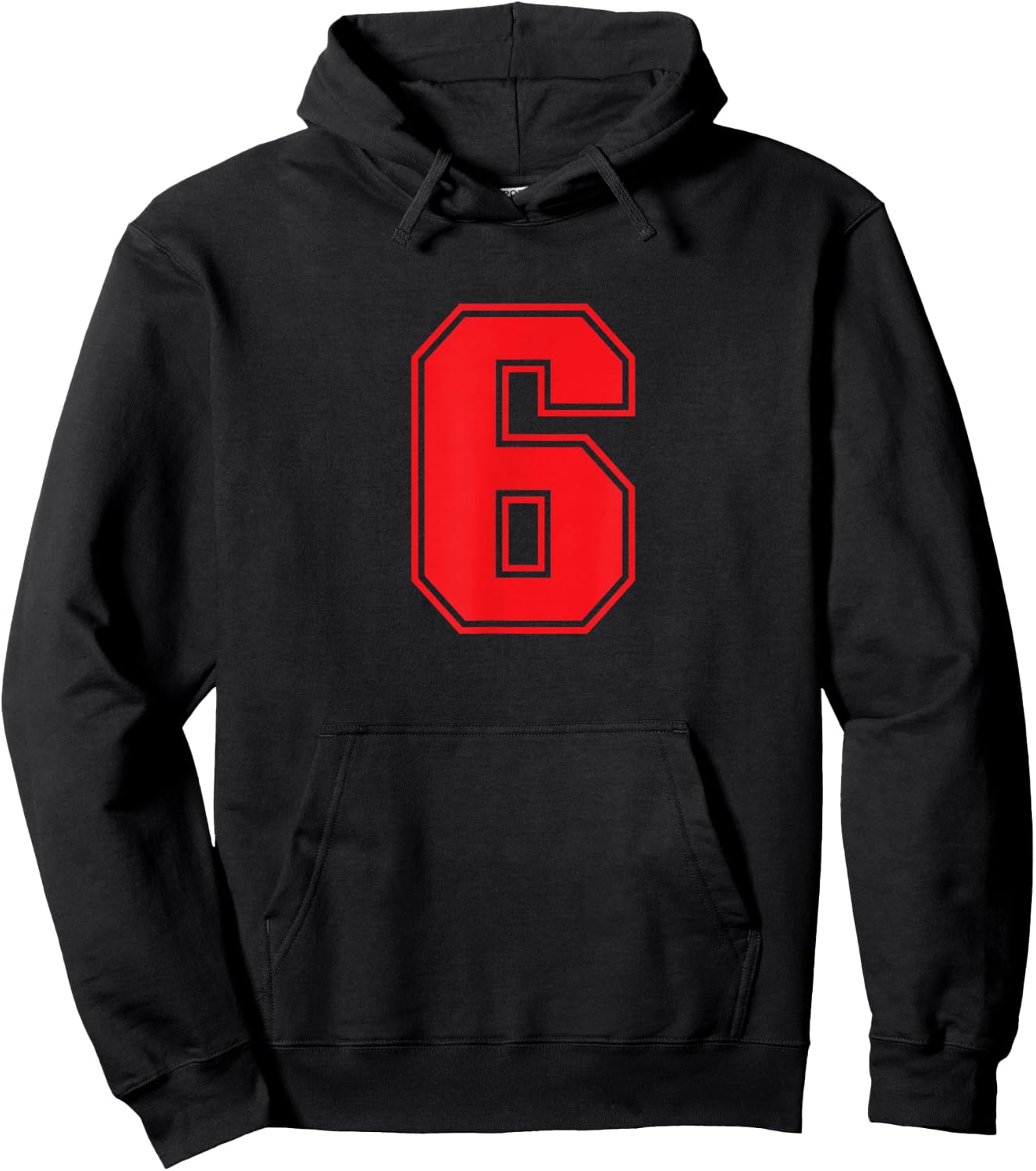 Number #6 Red Sport Number Hoodie - Hoodie | Black