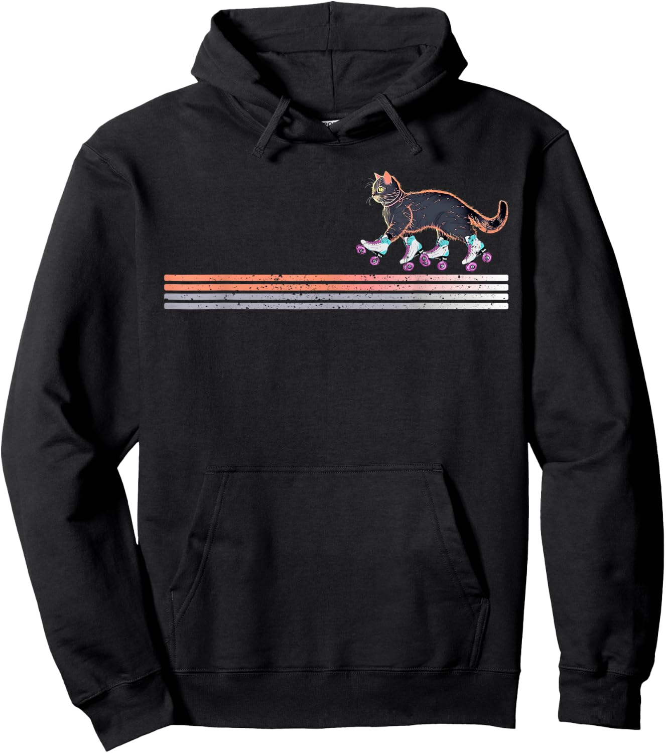 Retro Roller Skating Cats Derby Skater Girls Hoodie - Hoodie | Black