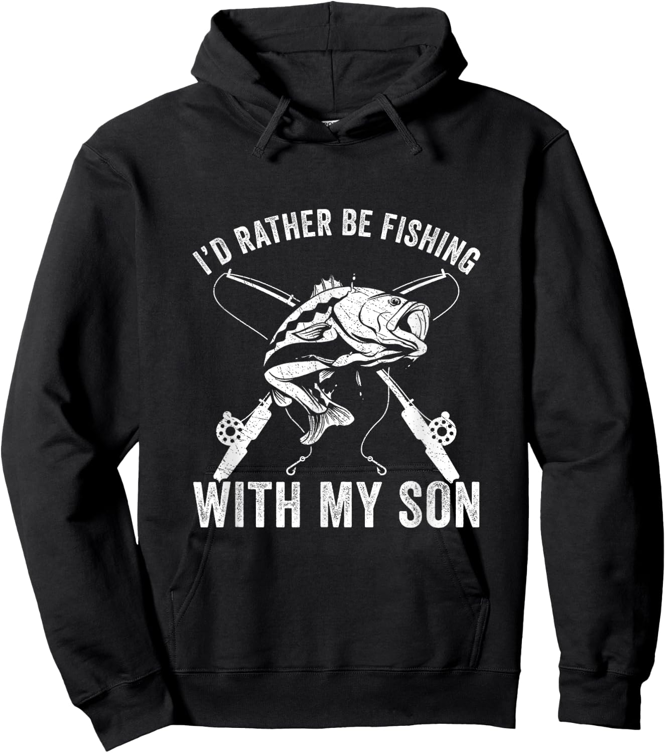 Father and Son Rather be Fishing with my Son Funny Fishing Hoodie - Hoodie | Black