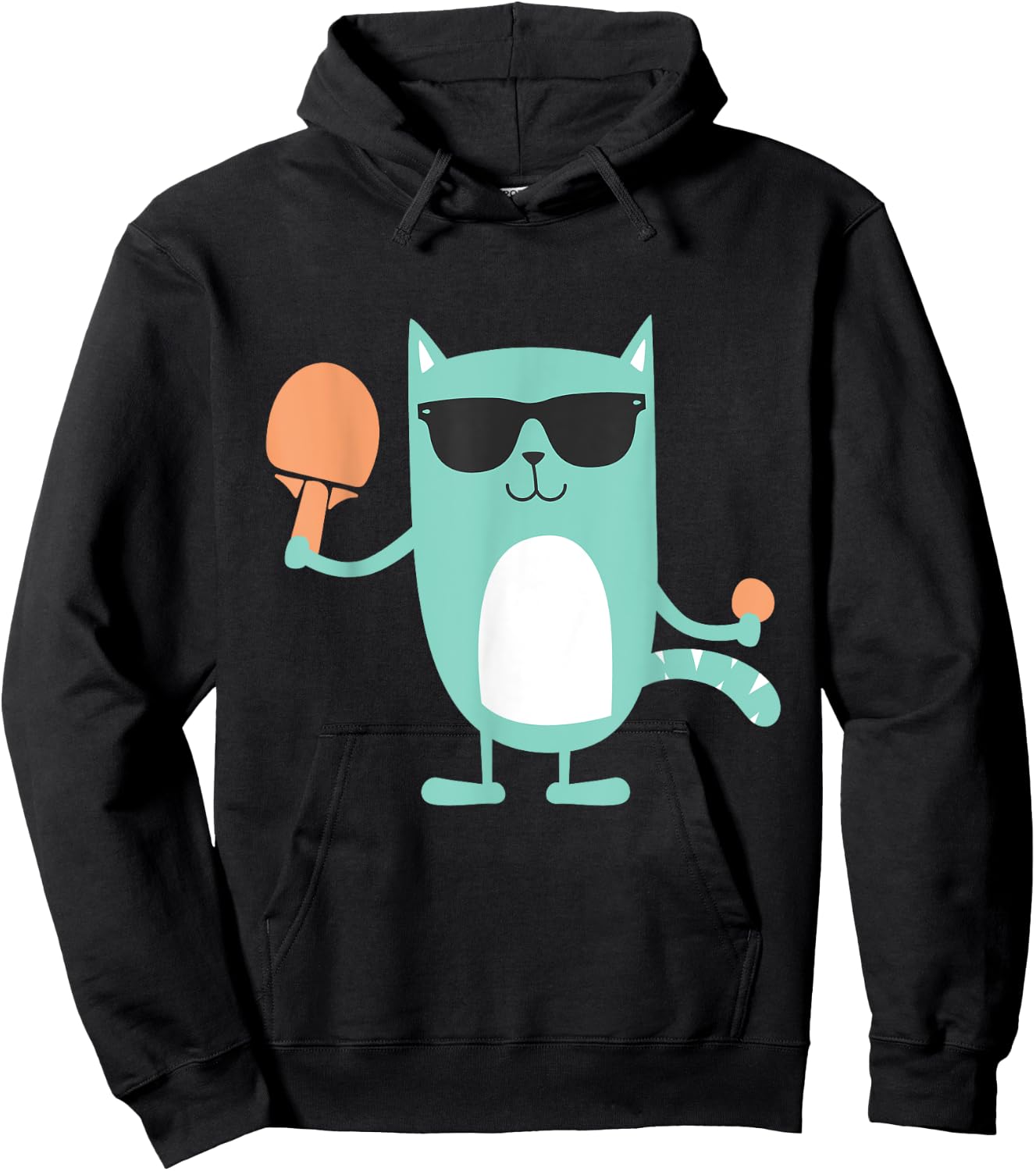 Cat Ping Pong Player - Paddle Game Sports Tournament Lover Hoodie - Hoodie | Black