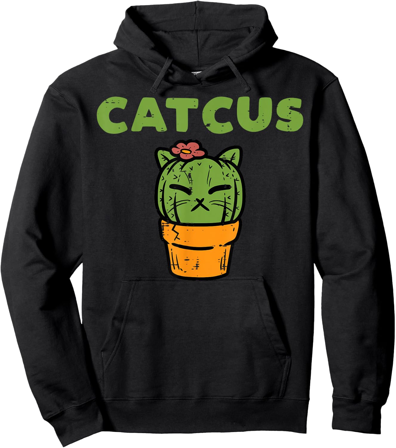 Cat Cactus Cute Succulent Plant Kitten Women Girls Kids Hoodie - Hoodie | Black