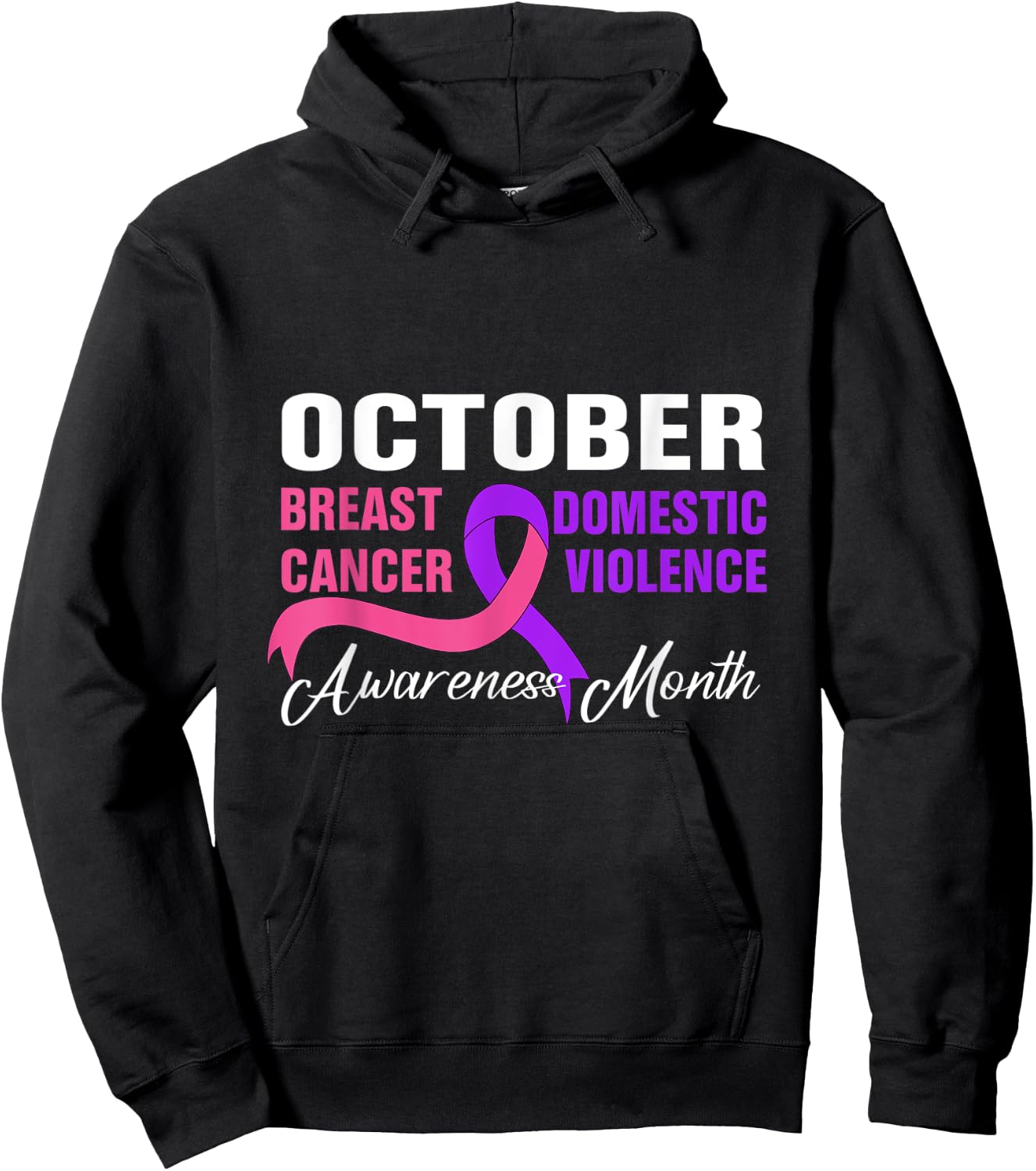 Breast Cancer Domestic Violence Awareness Month Ribbon Hoodie - Hoodie | Black
