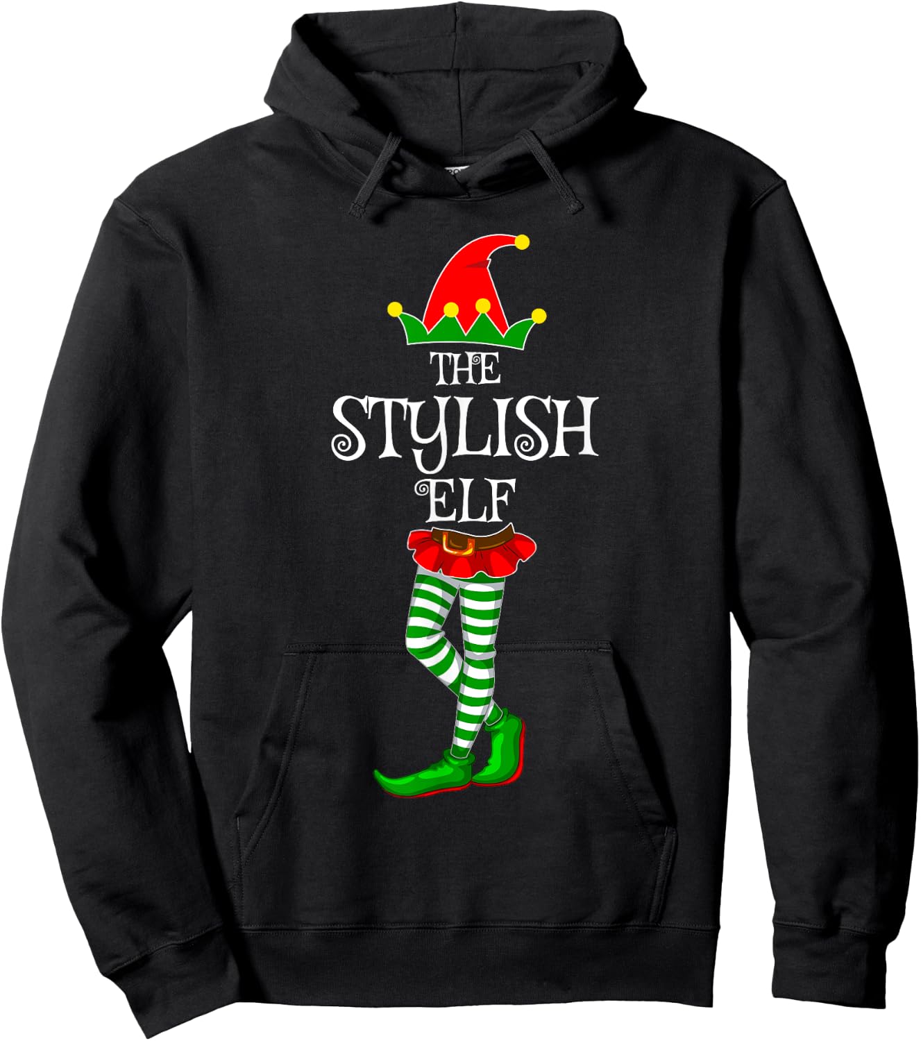 The Stylish Elf Family Matching Xmas Funny Idea Christmas Hoodie - Hoodie | Black